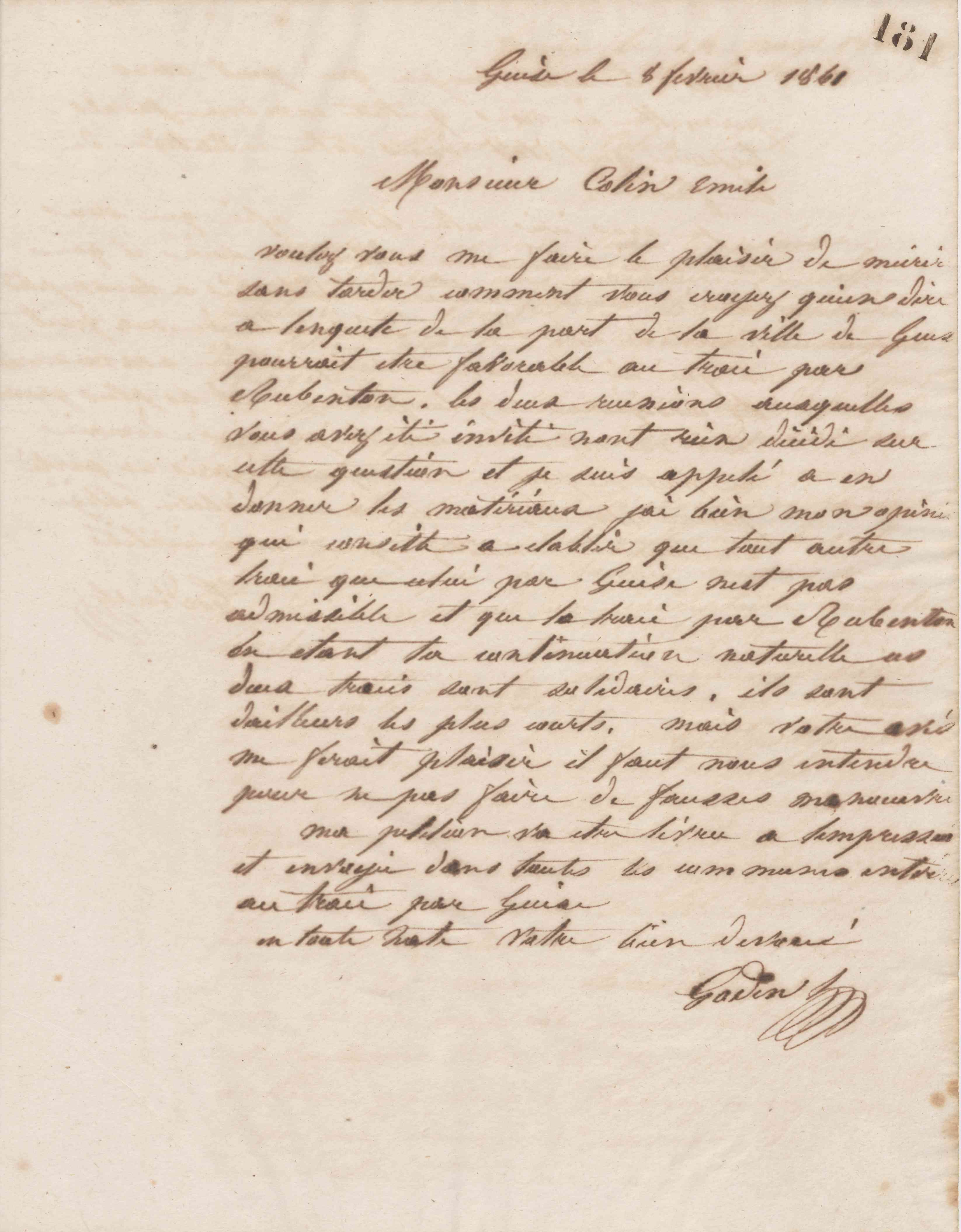 Jean-Baptiste André Godin à Émile Collin, 8 février 1861