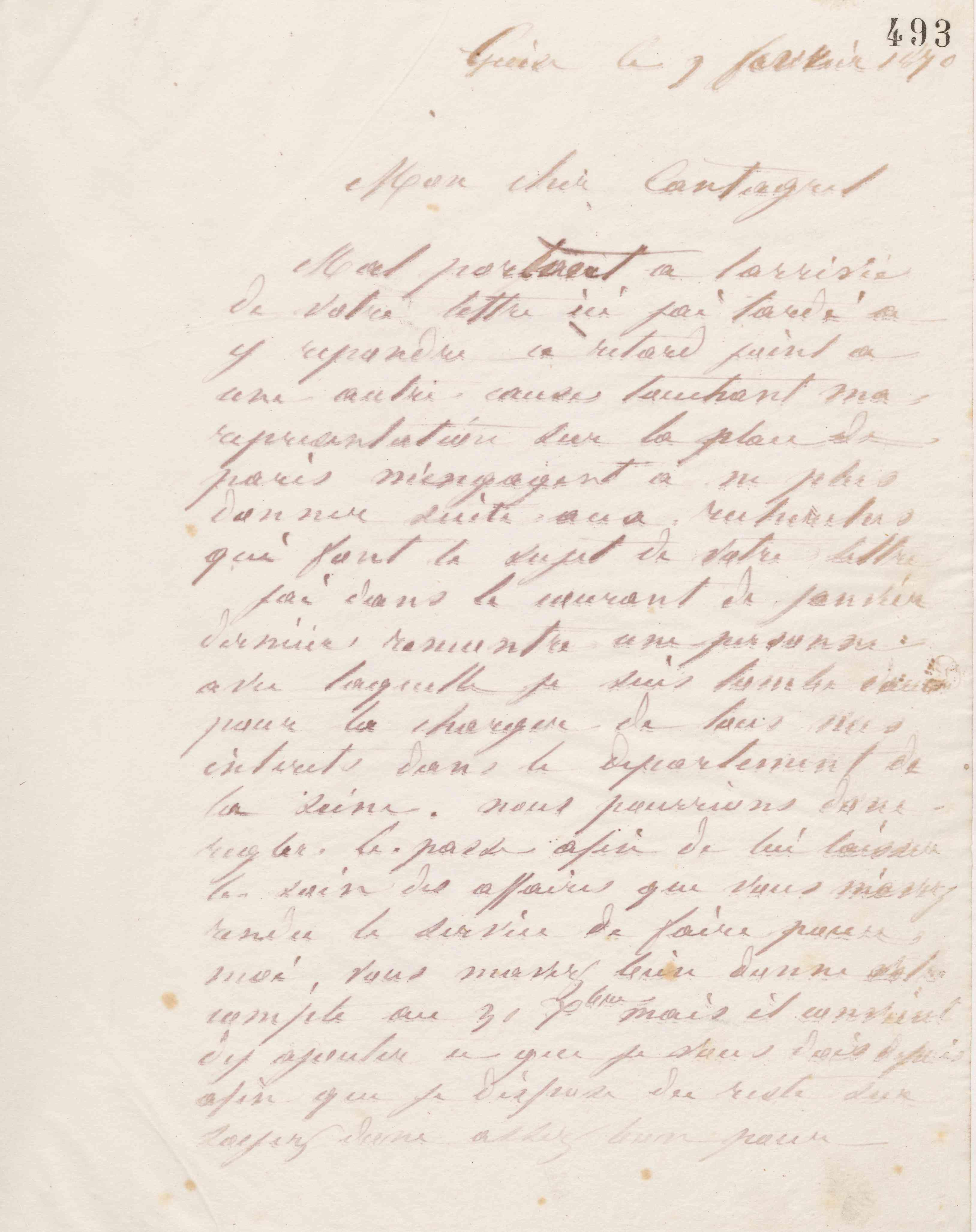 Jean-Baptiste André Godin à François Cantagrel, 9 février 1870