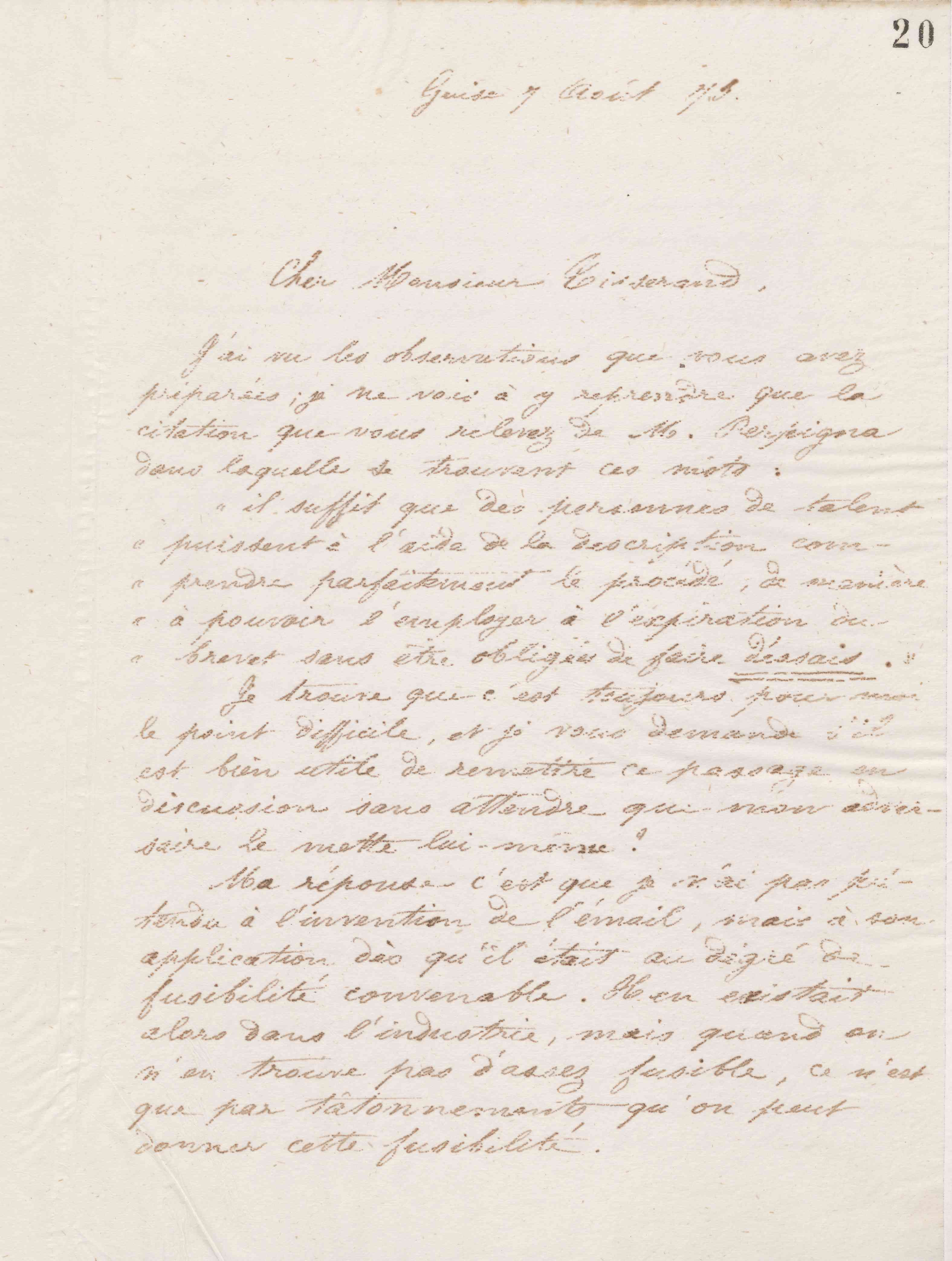 Jean-Baptiste André Godin à Alexandre Tisserant, 7 Août 1873 Jean-Baptiste André Godin à Alexandre Tisserant, 7 Août 1873
