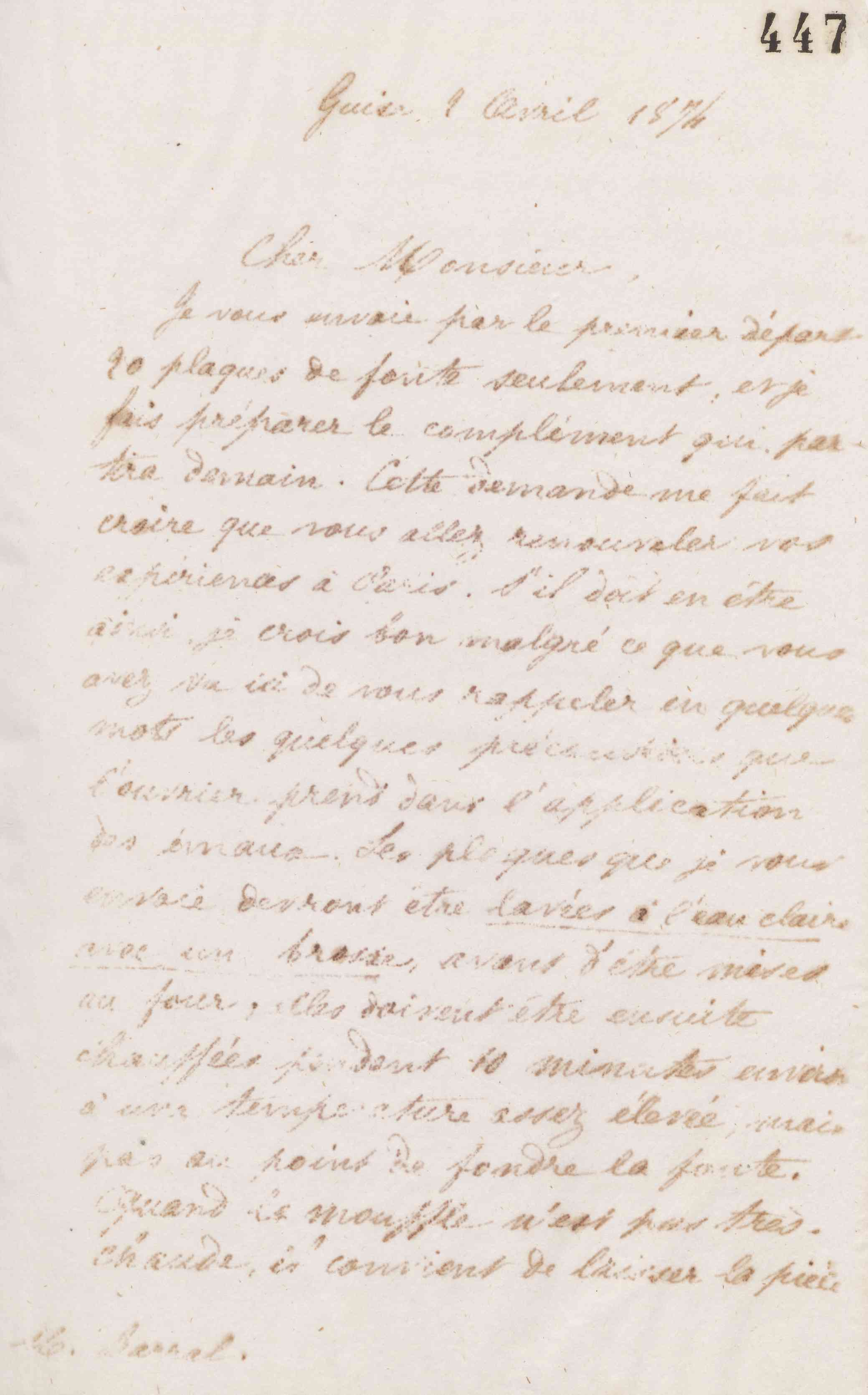Jean-Baptiste André Godin à Jean-Augustin Barral, 2 avril 1874