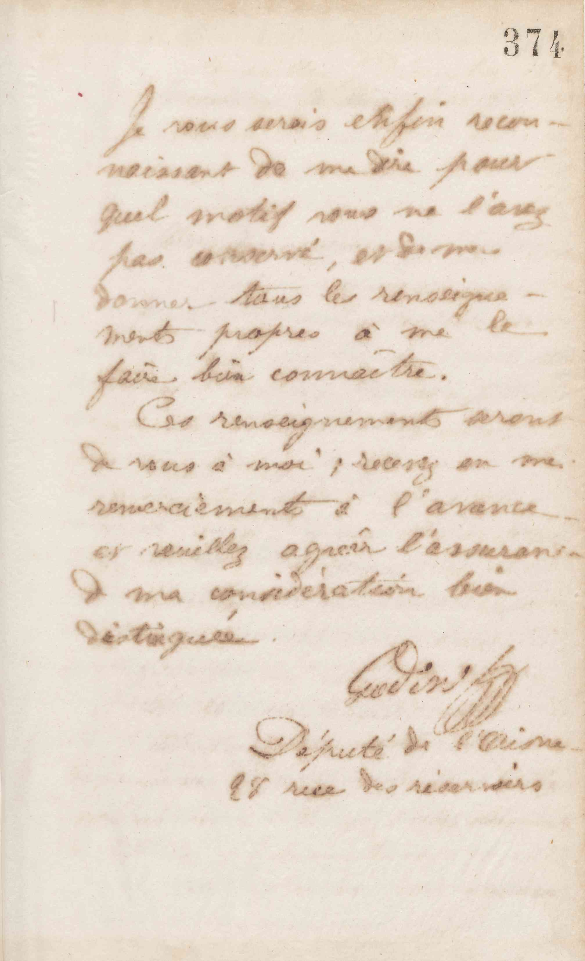 Jean-Baptiste André Godin à messieurs Festugière, 5 décembre 1872