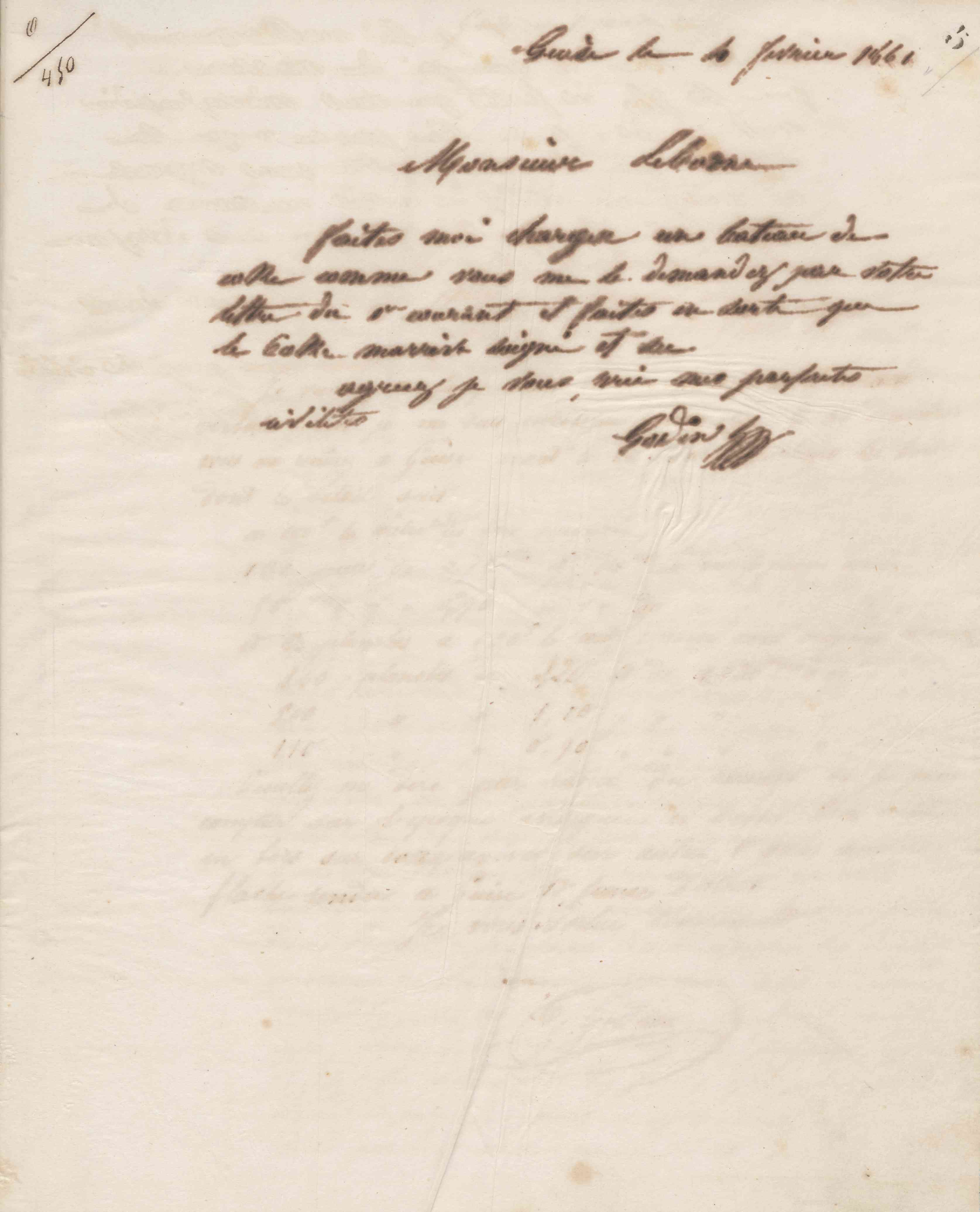 Jean-Baptiste André Godin à Henri Leborne, 4 février 1861