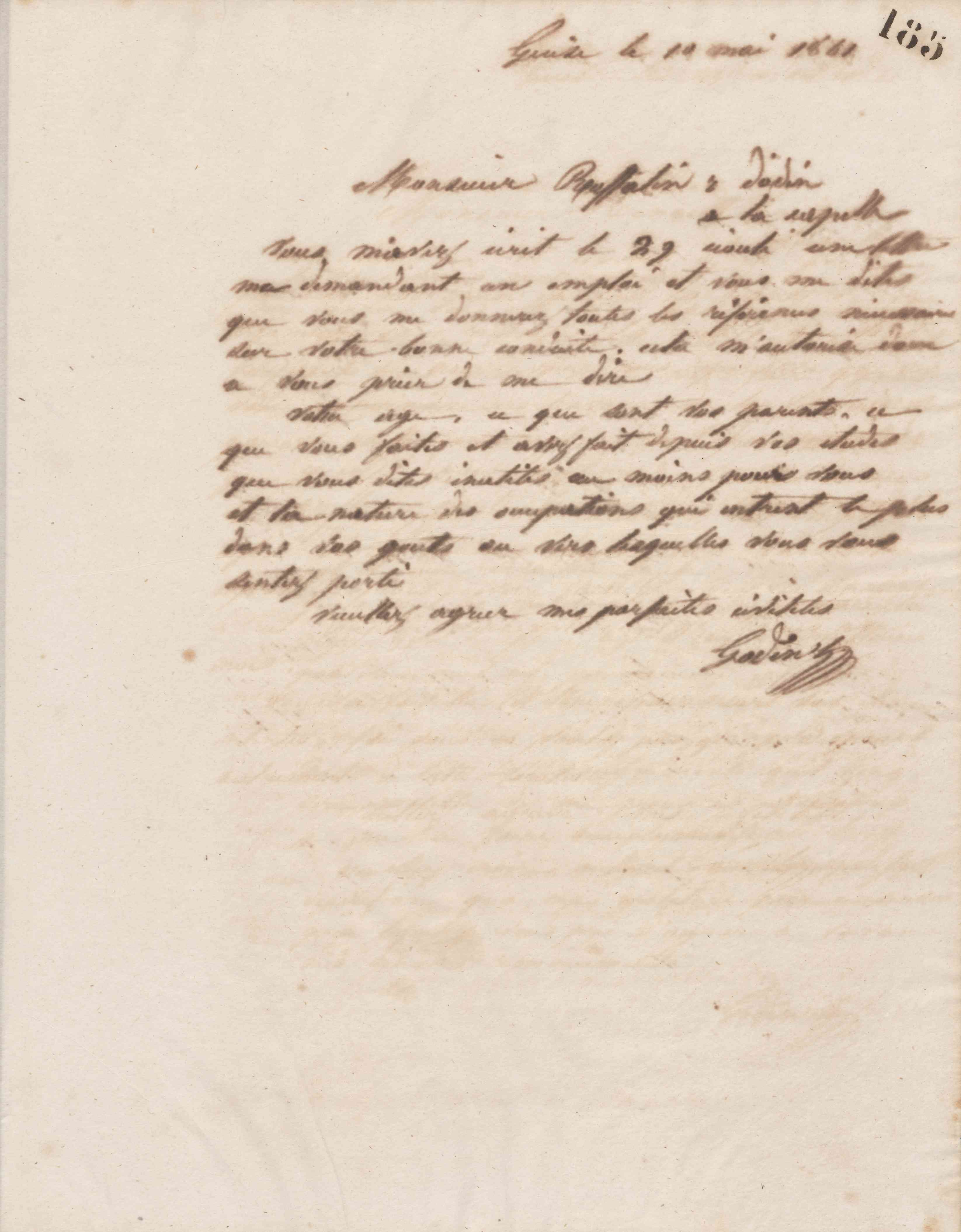 Jean-Baptiste André Godin à monsieur Baffalin, 10 mai 1861 Jean-Baptiste André Godin à monsieur Baffalin, 10 mai 1861