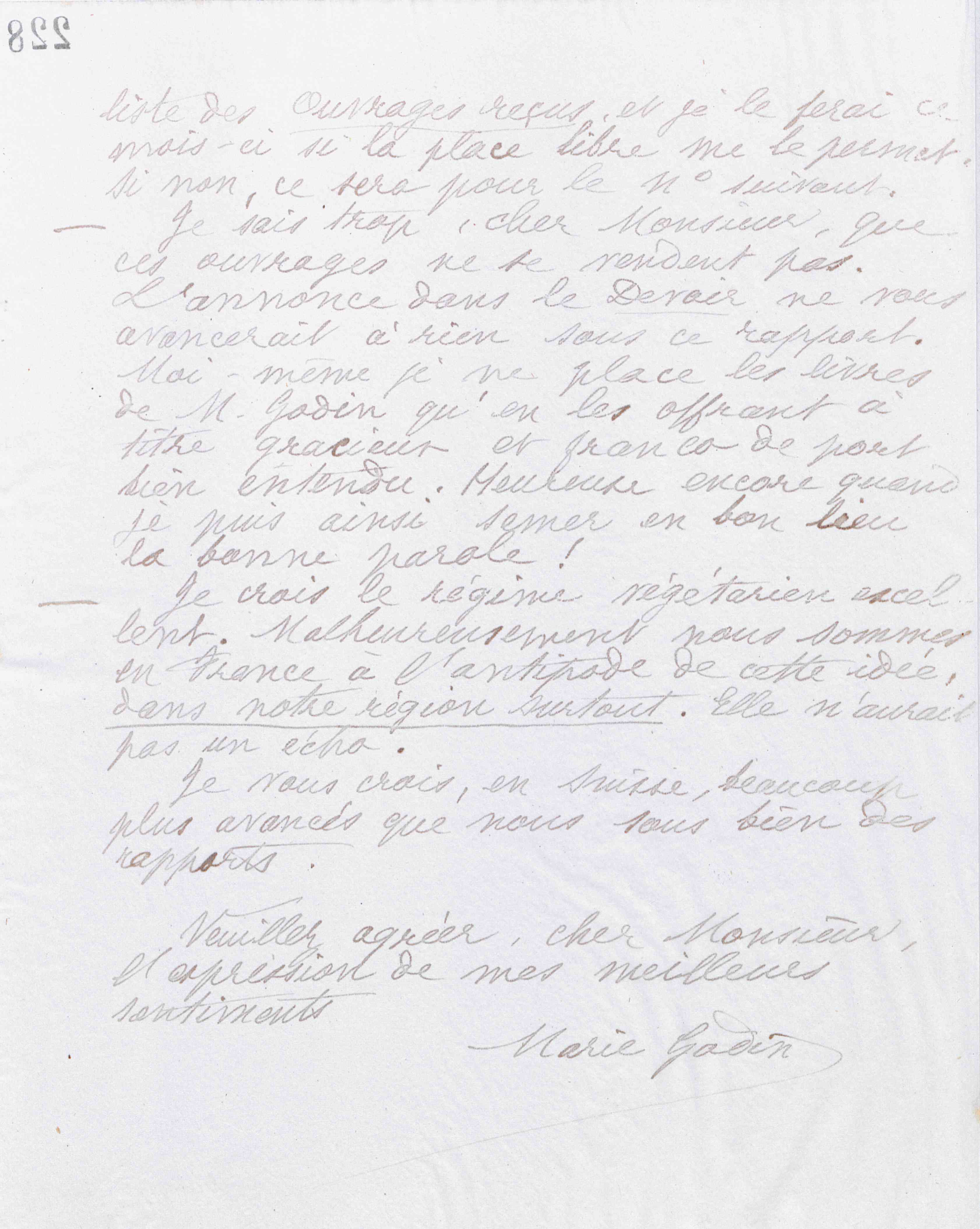 Marie Moret à Édouard Raoux, 4 novembre 1889