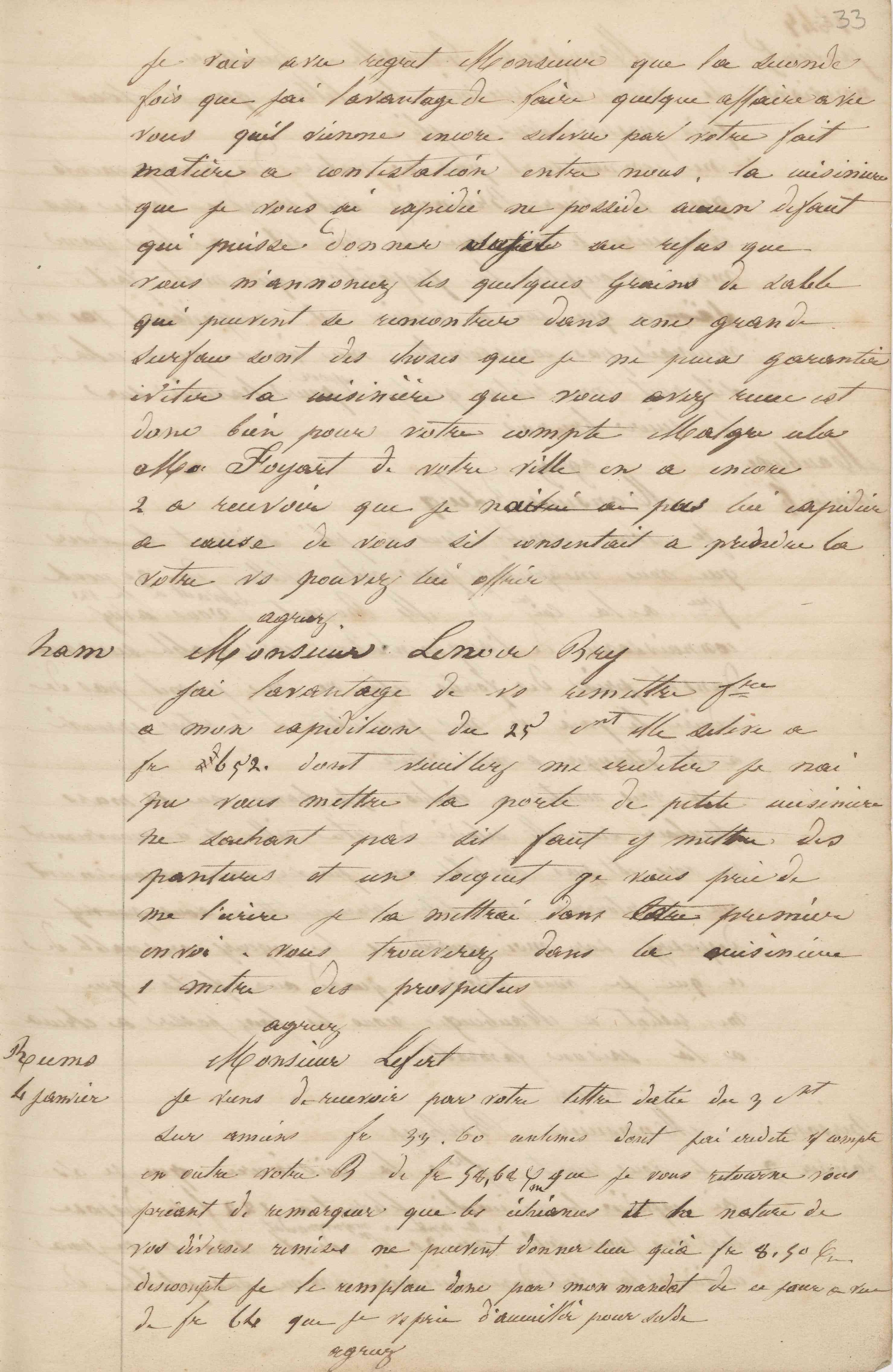 Jean-Baptiste André Godin à monsieur Rivière, 26 décembre 1846