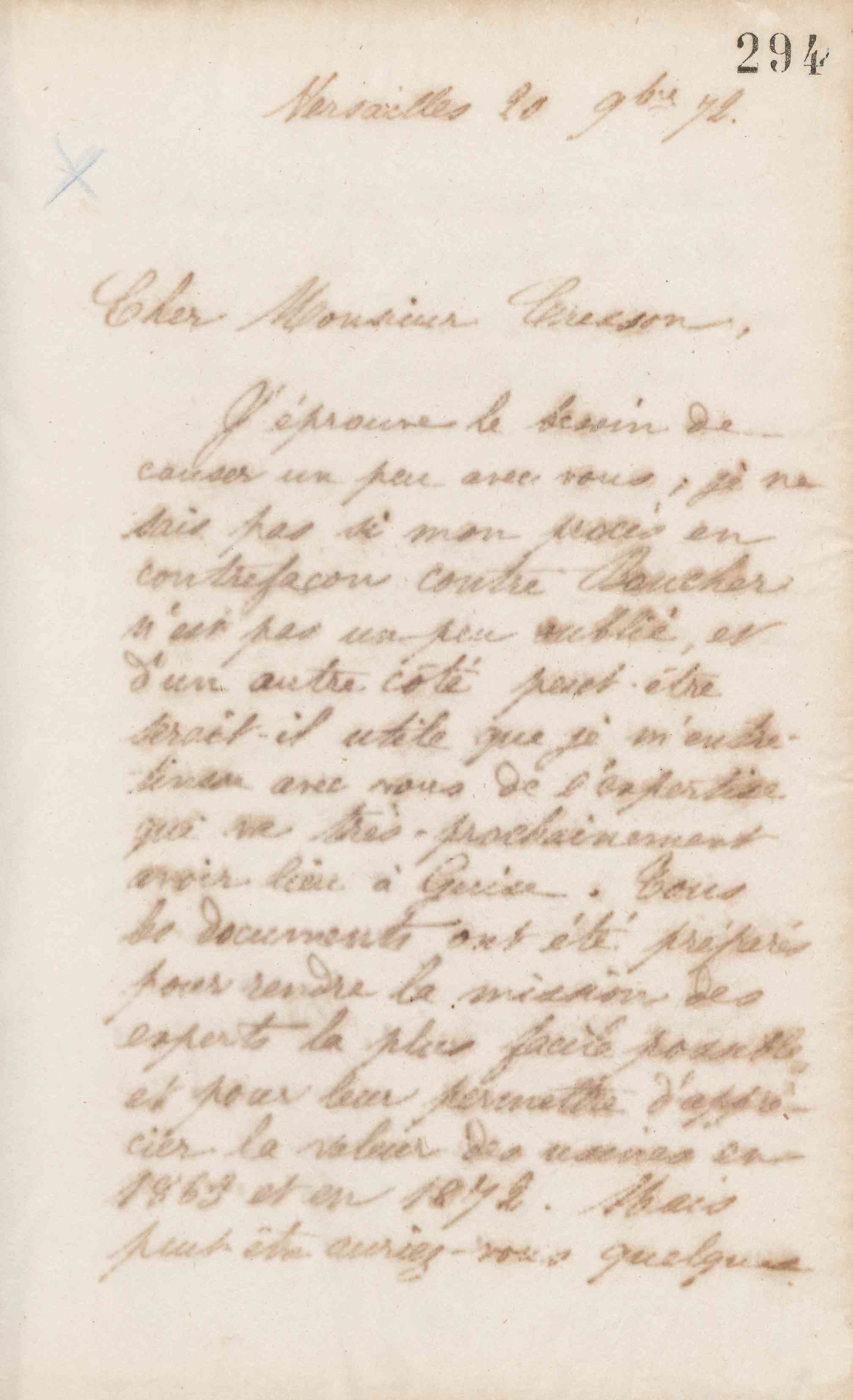 Jean-Baptiste André Godin à Guillaume Ernest Cresson, 20 novembre 1872