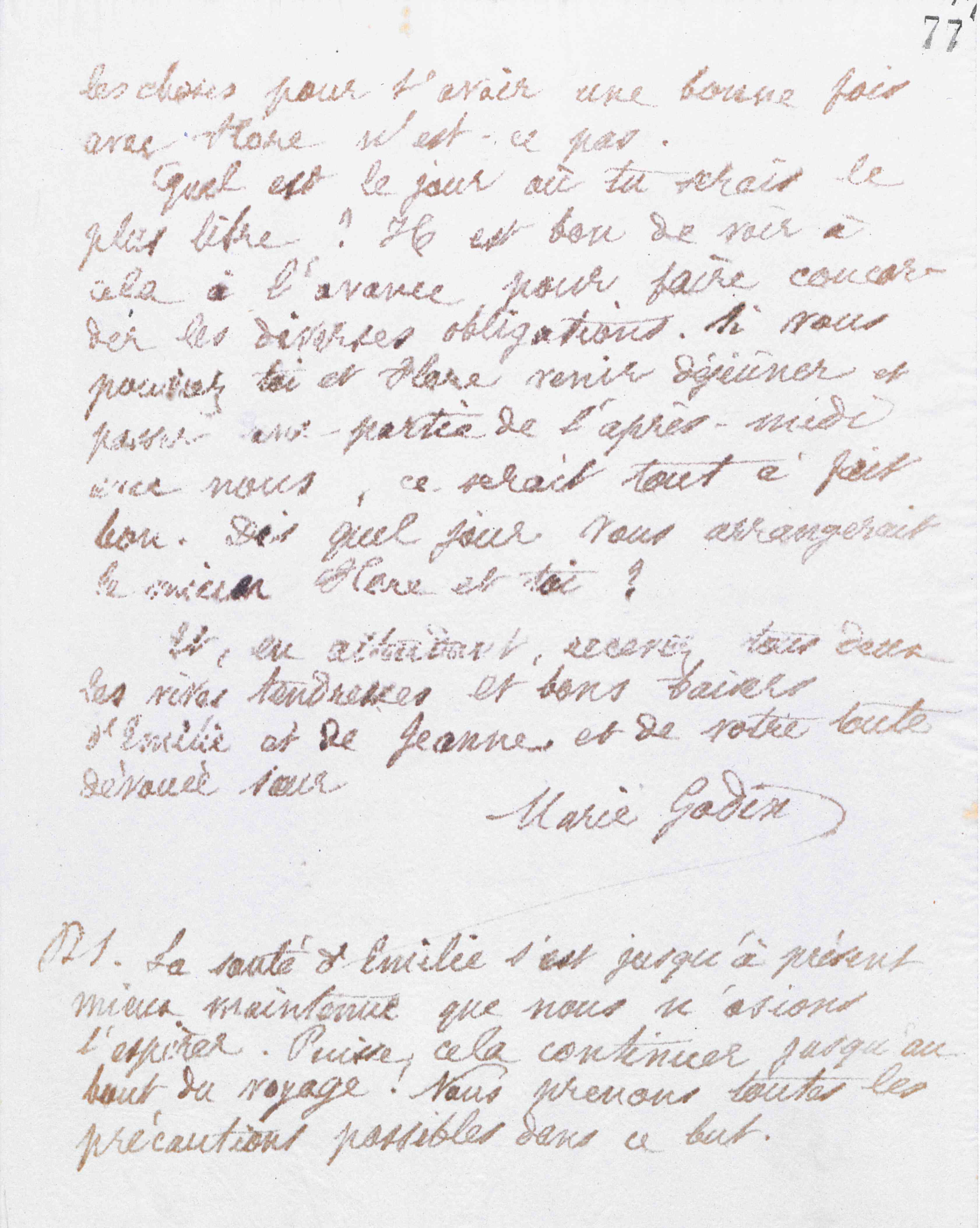 Marie Moret à Amédée et Flore Moret, 12 septembre 1889