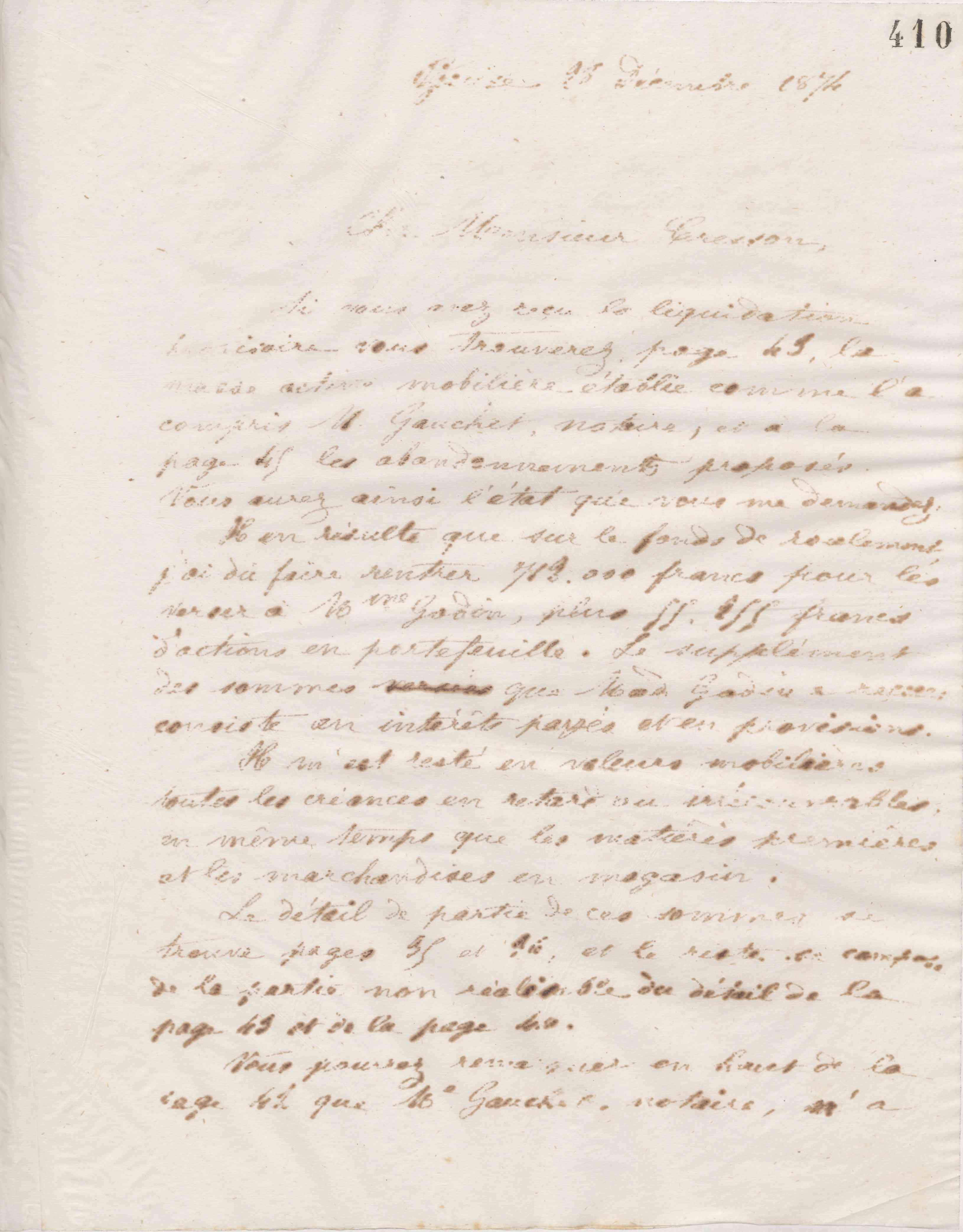 Jean-Baptiste André Godin à Guillaume Ernest Cresson, 28 décembre 1874