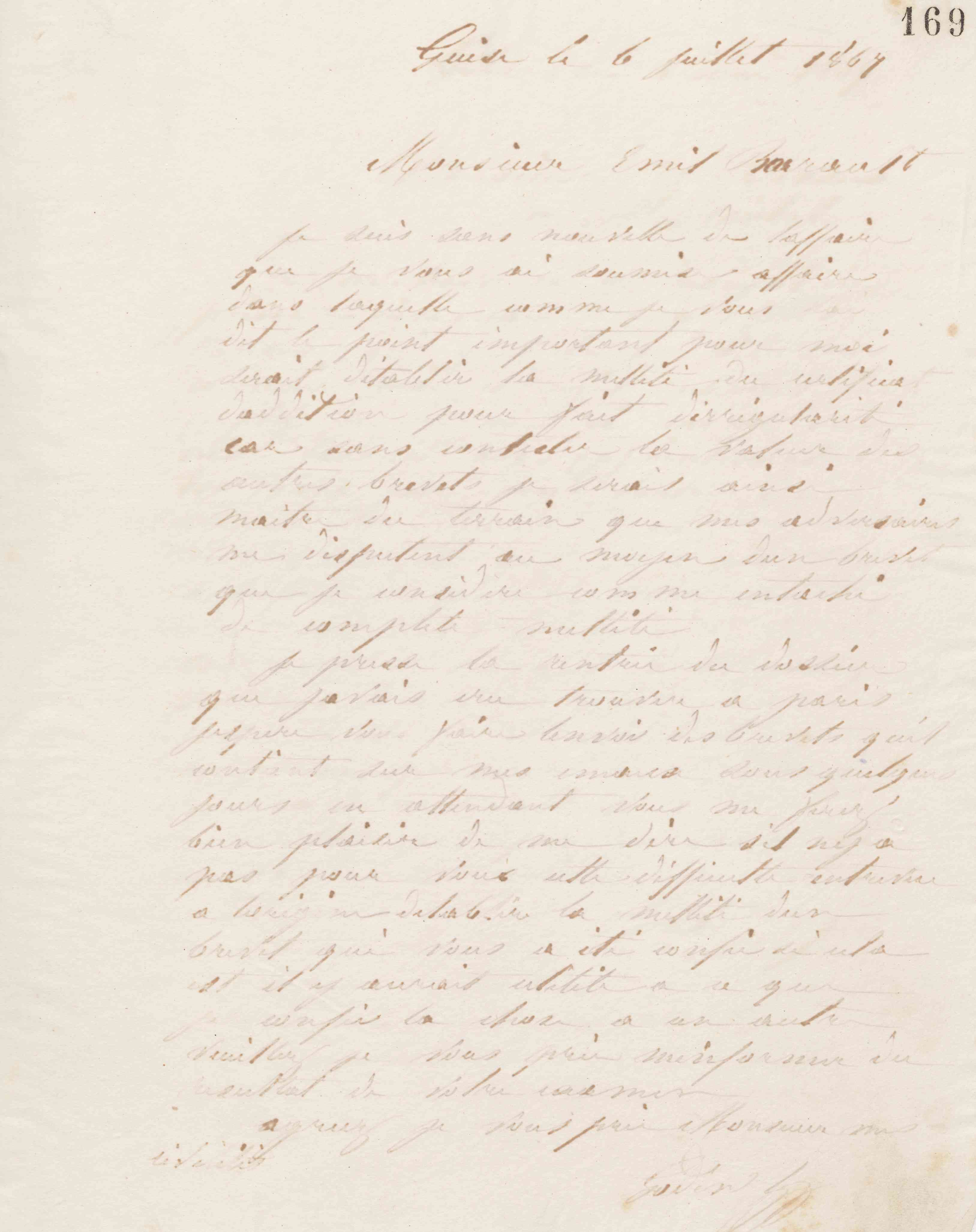 Jean-Baptiste André Godin à Émile Barrault, 6 juillet 1867