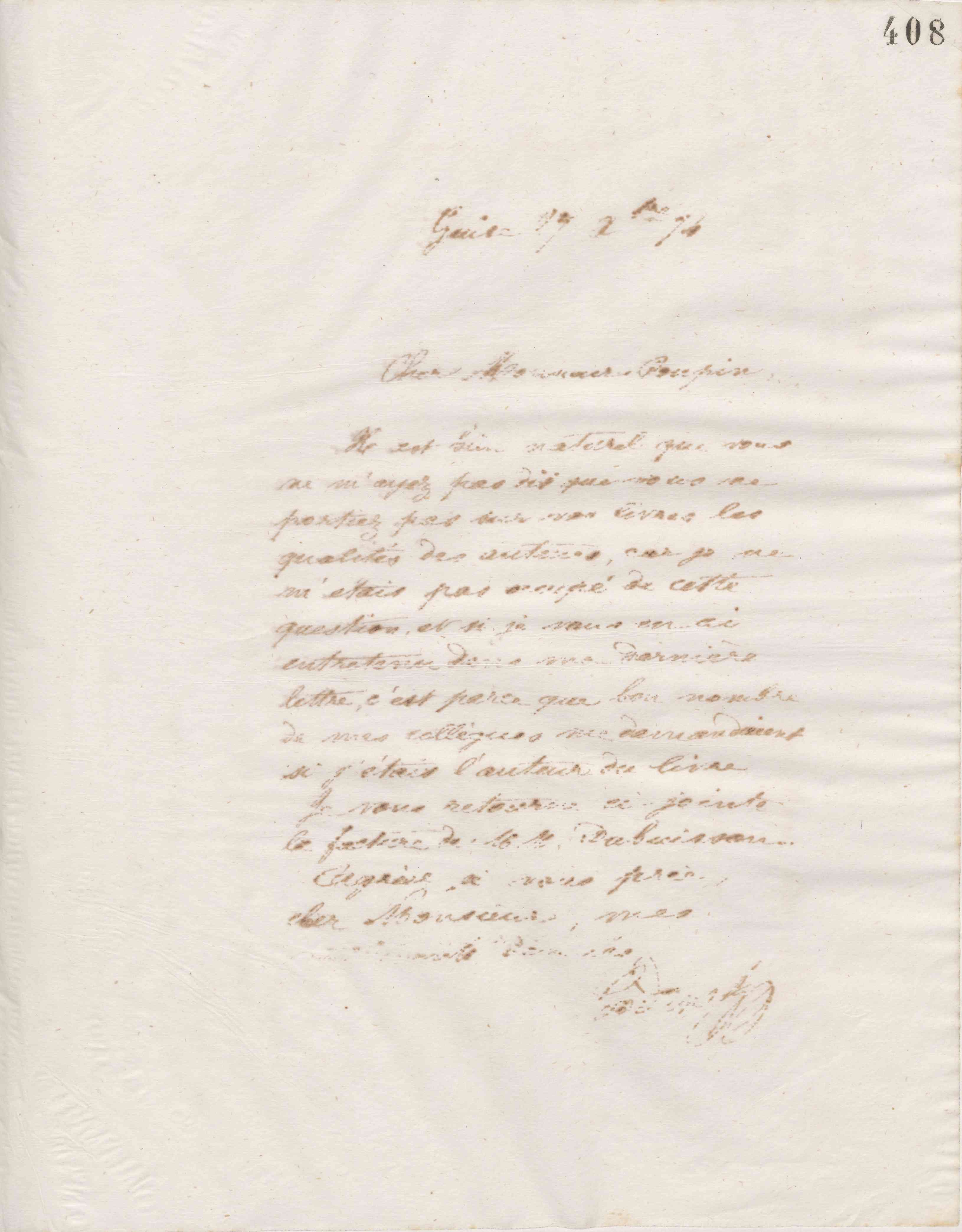 Jean-Baptiste André Godin à Victor Poupin, 27 décembre 1874