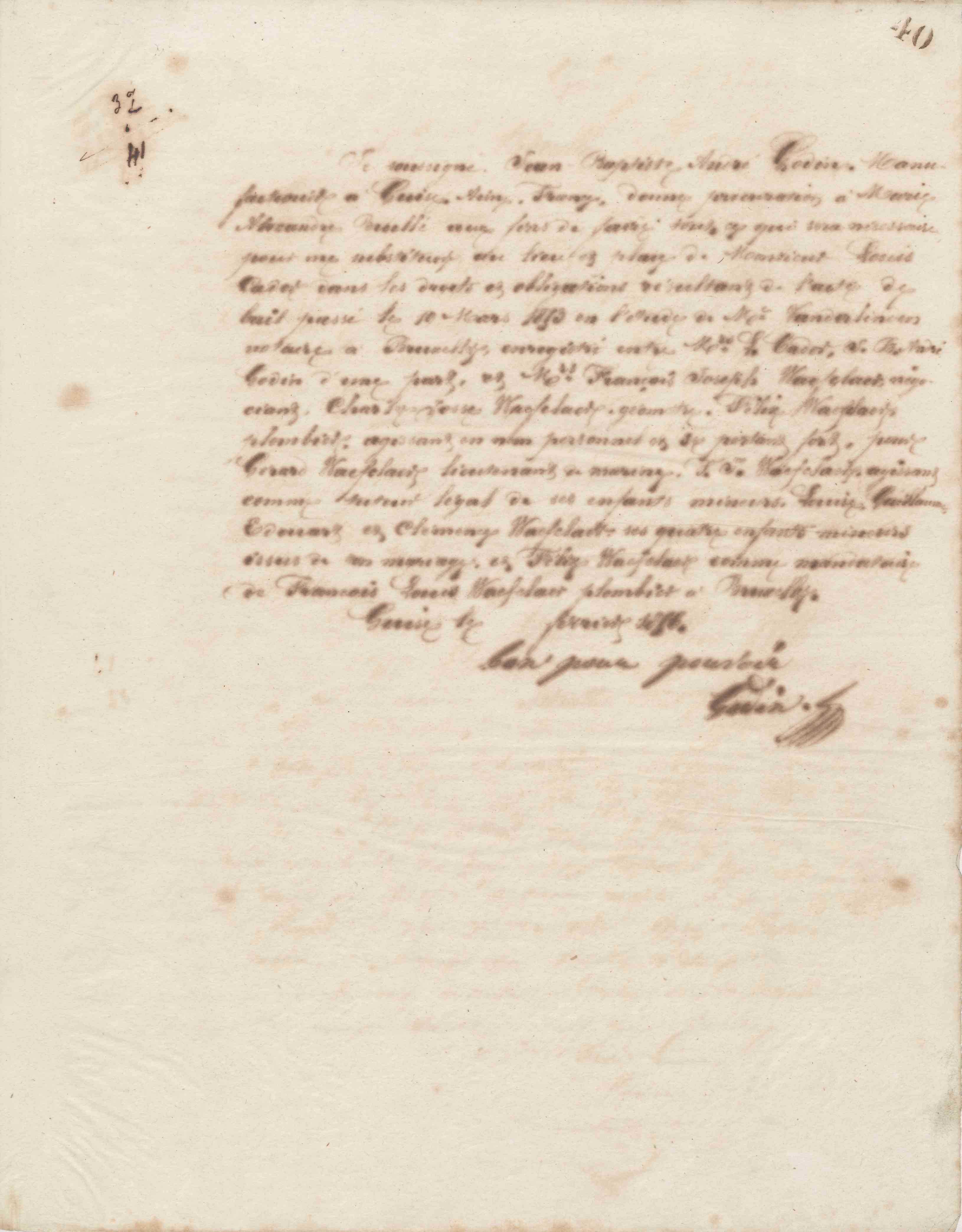 Procuration de Jean-Baptiste André Godin à Alexandre Brullé, février 1856 Procuration de Jean-Baptiste André Godin à Alexandre Brullé, février 1856