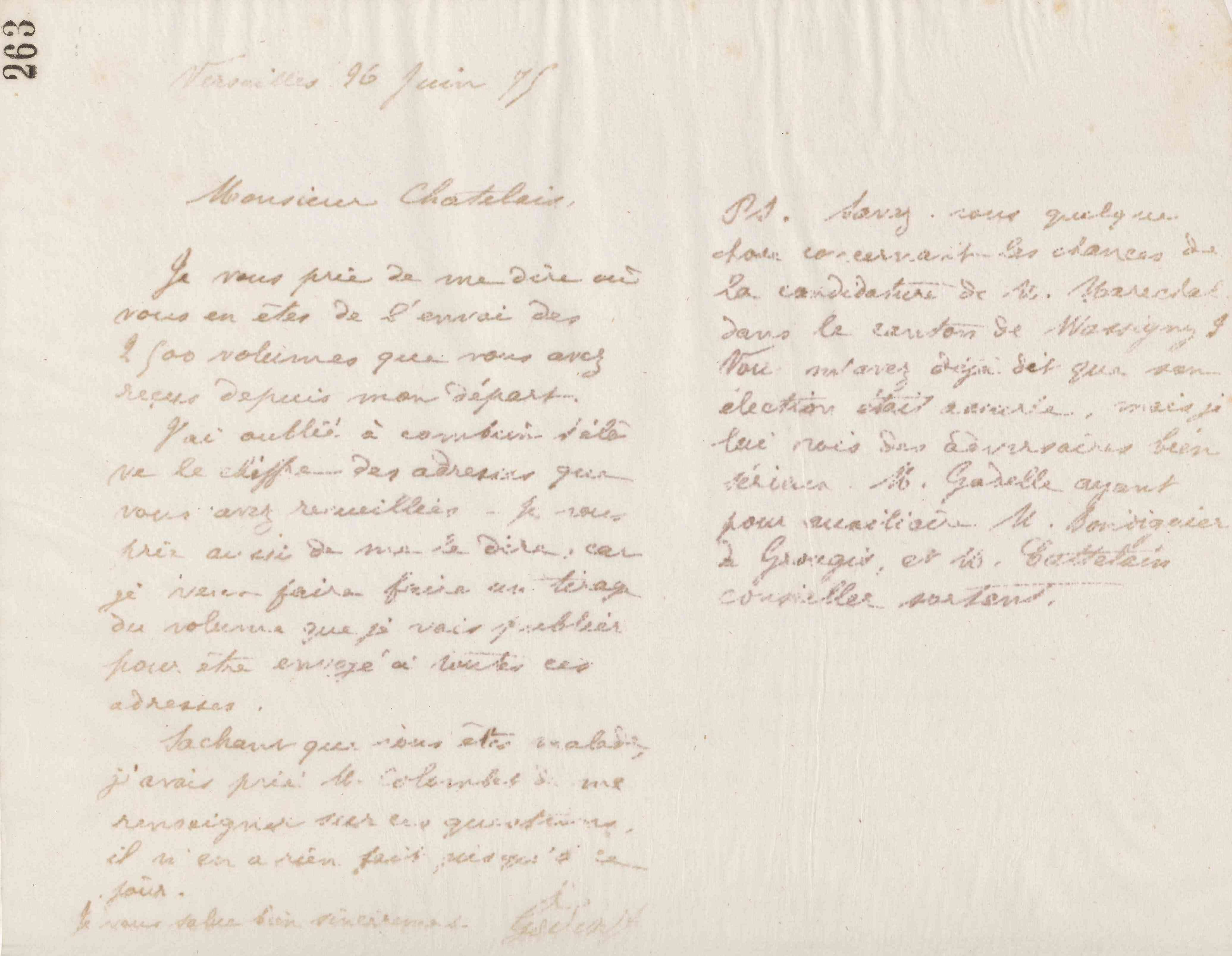 Jean-Baptiste André Godin à monsieur Chatelais, 26 juin 1875 Jean-Baptiste André Godin à monsieur Chatelais, 26 juin 1875