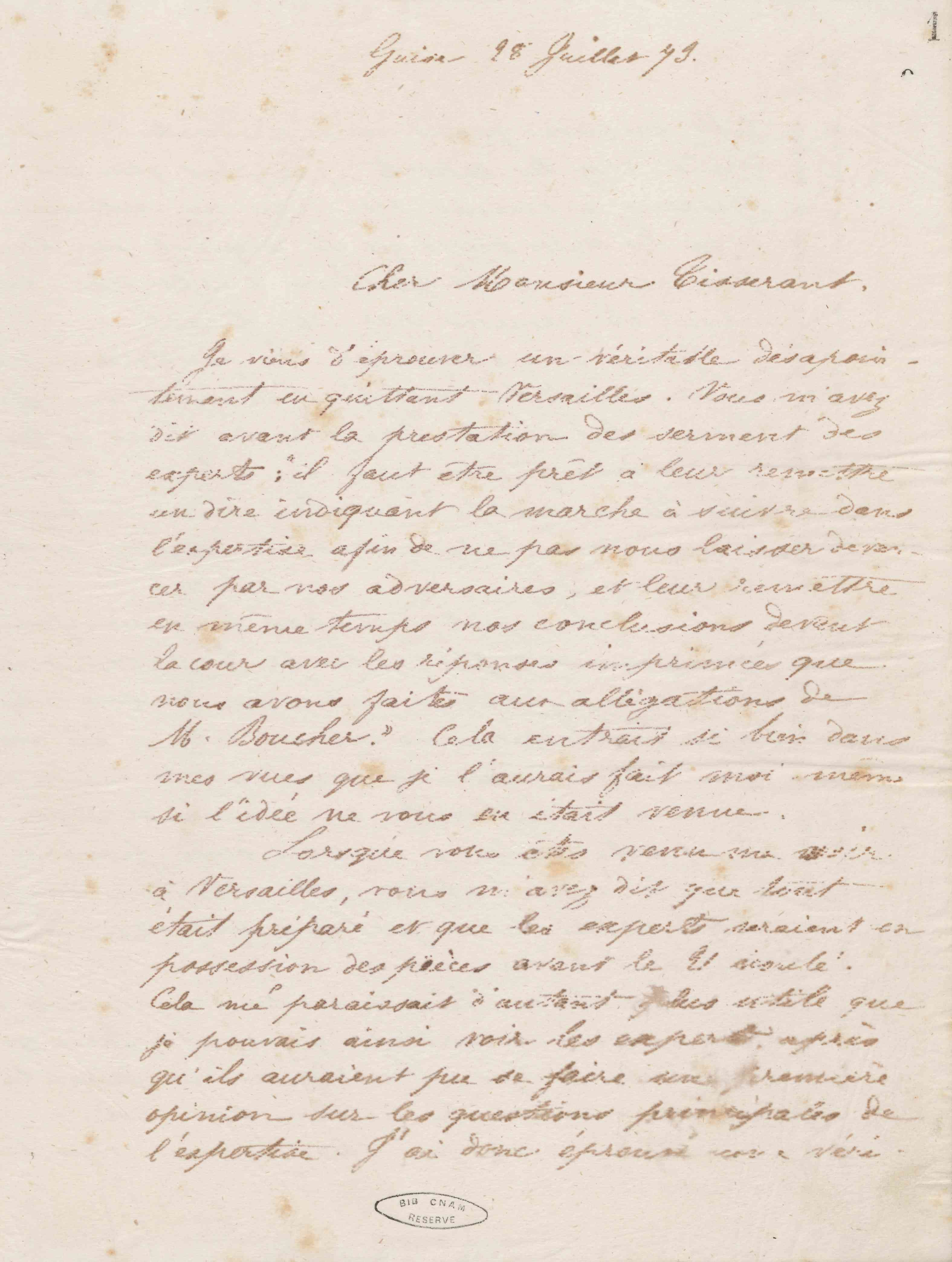 Jean-Baptiste André Godin à Alexandre Tisserant, 28 juillet 1873 Jean-Baptiste André Godin à Alexandre Tisserant, 28 juillet 1873
