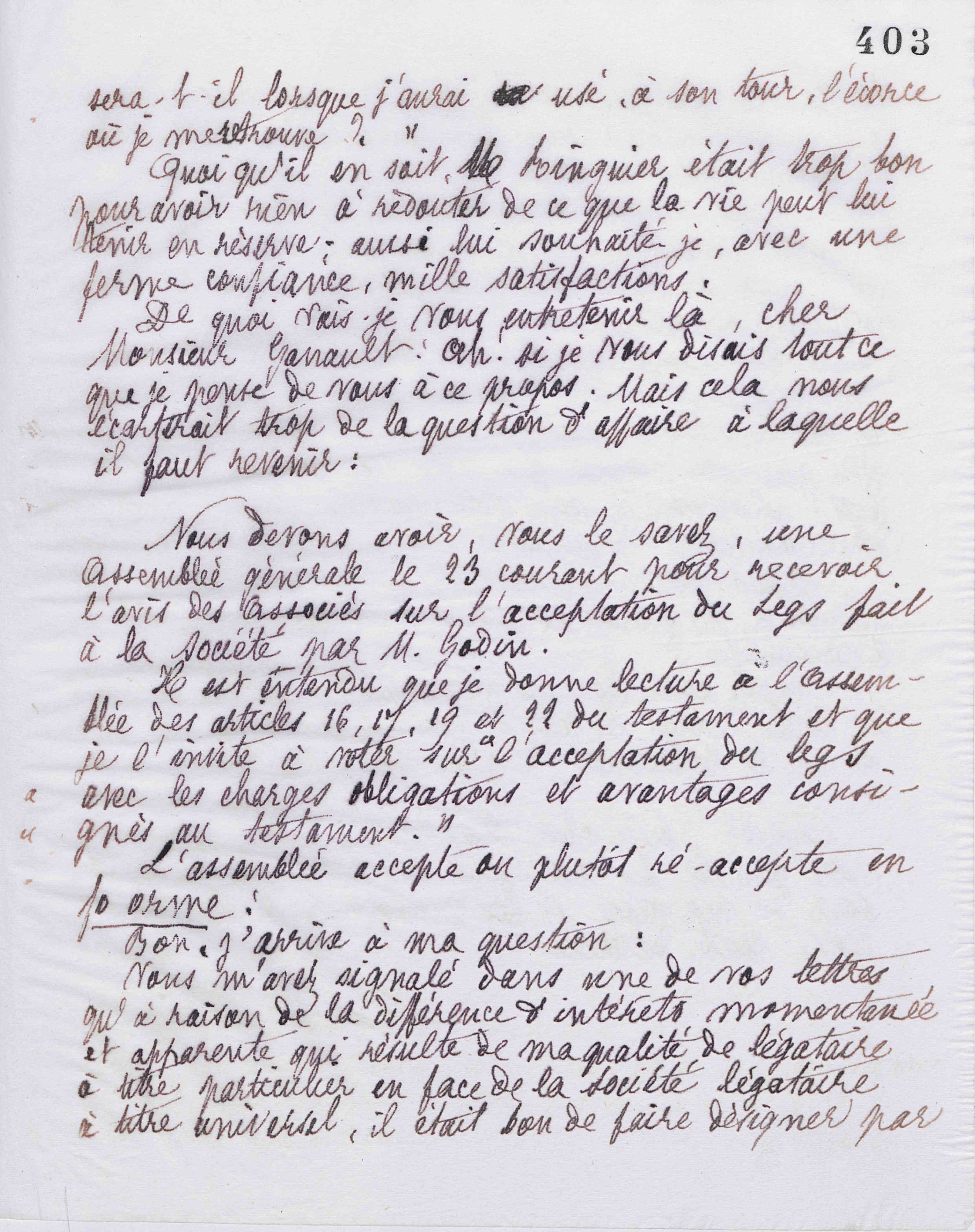 Marie Moret à Gaston Ganault, 15 février 1888