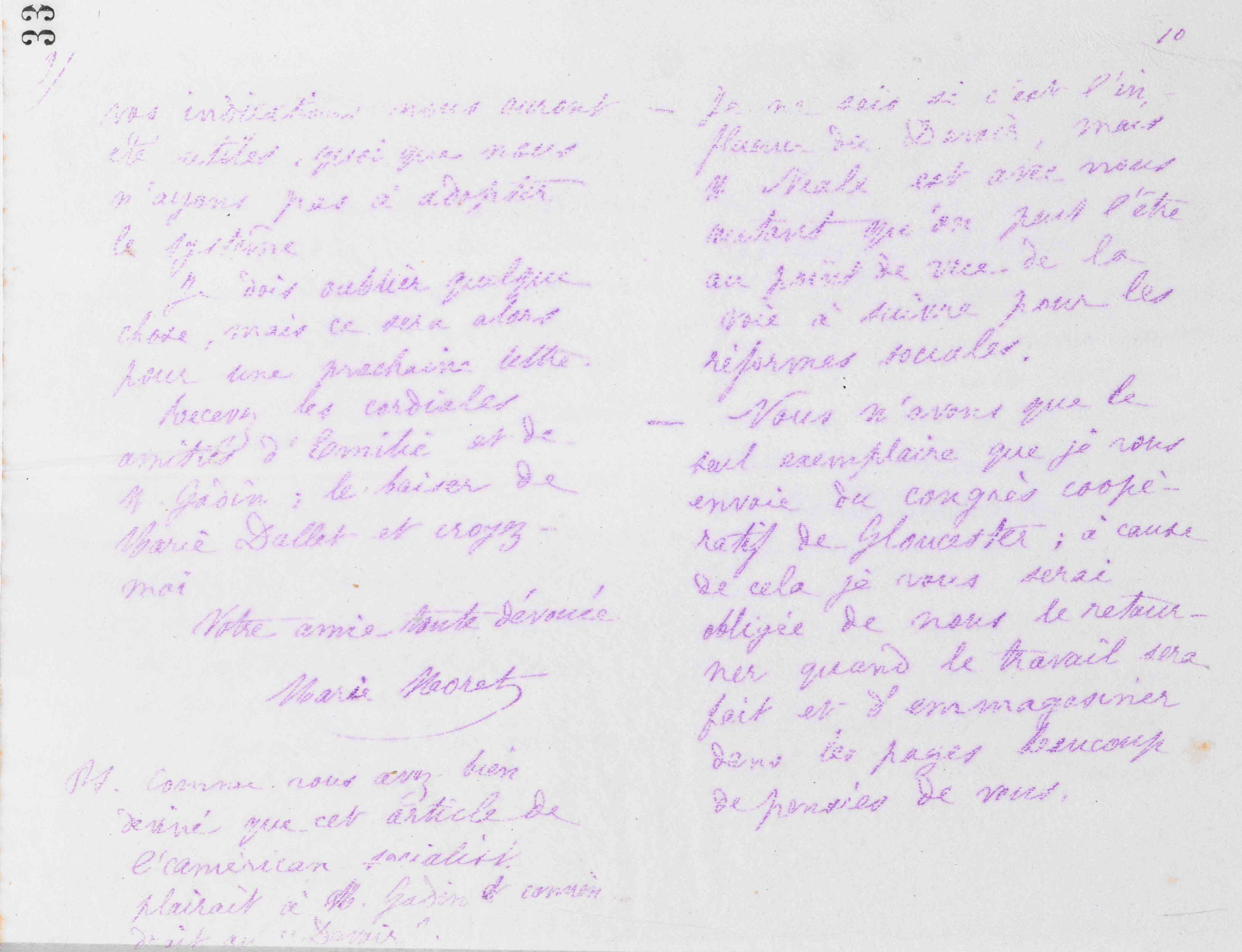 Marie Moret à Antoine Massoulard, 11 septembre 1879