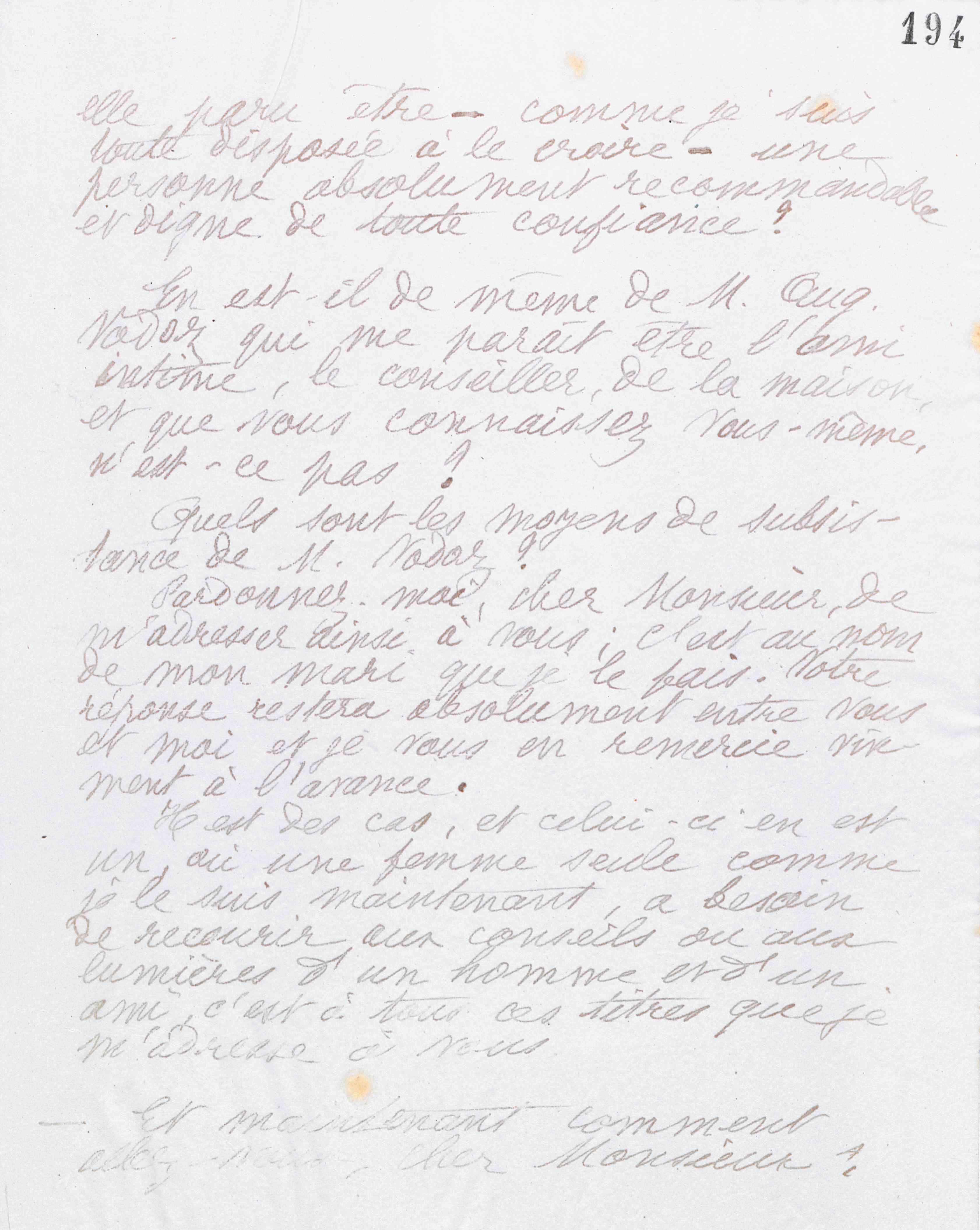 Marie Moret à Édouard Raoux, 25 octobre 1889