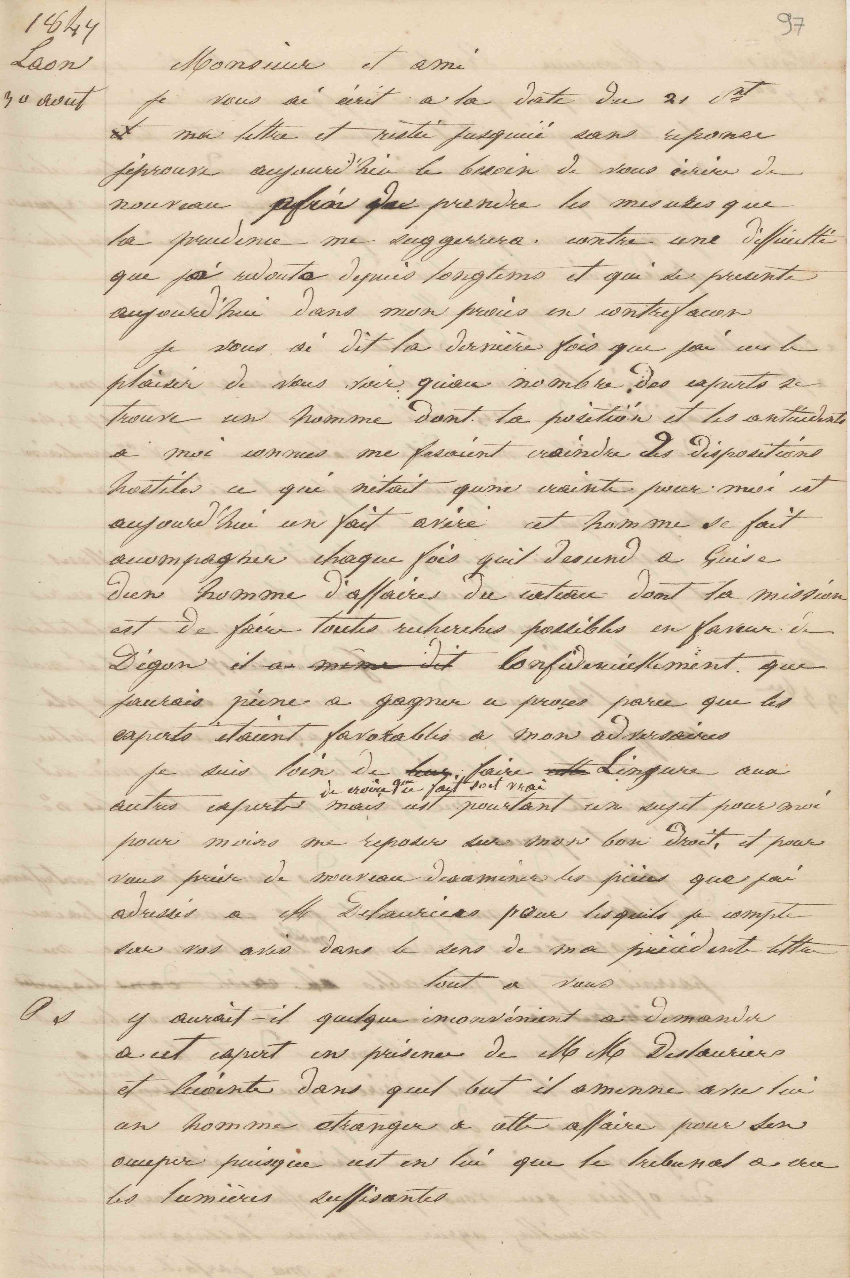 Jean-Baptiste André Godin à un inconnu, 30 août 1847