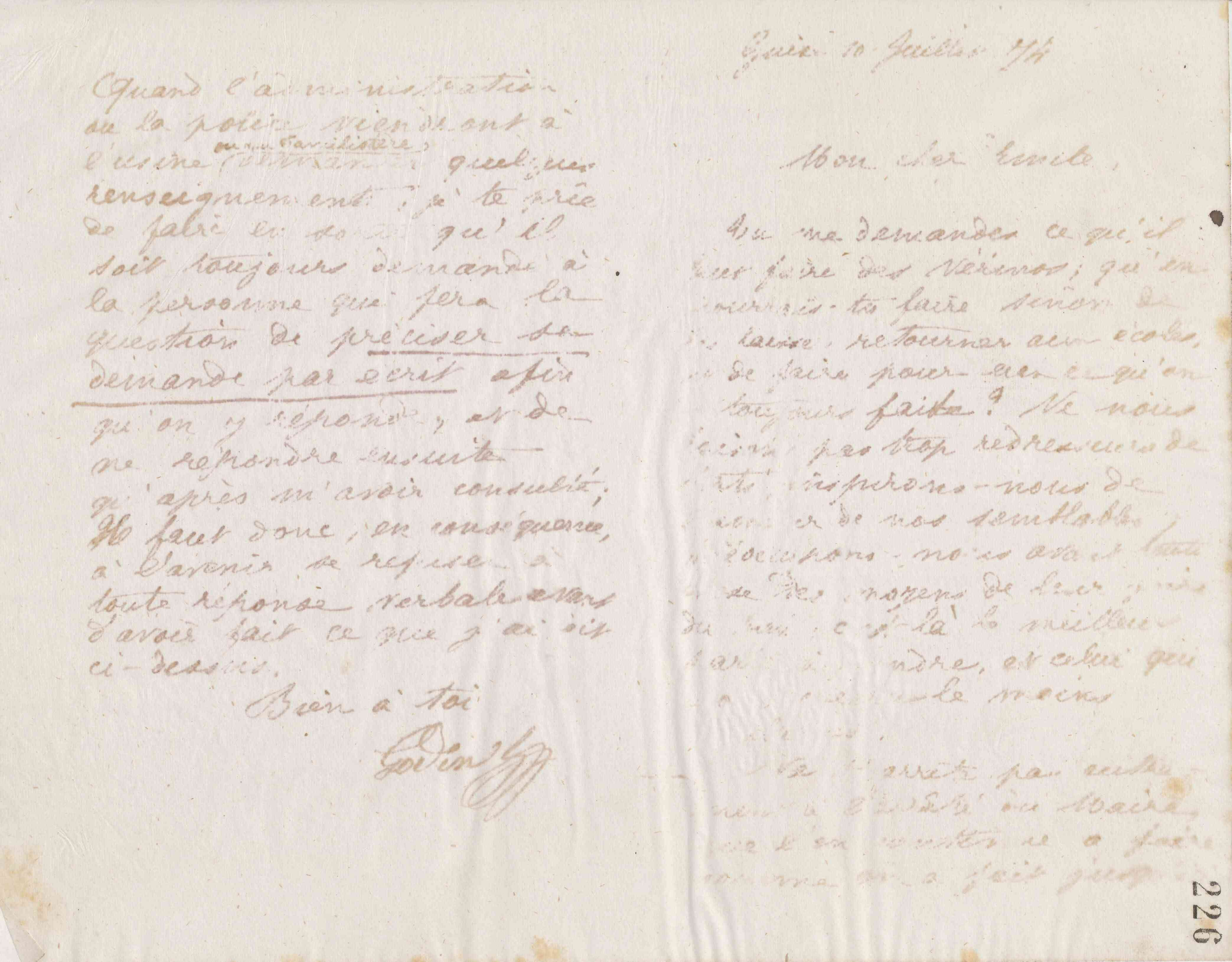 Jean-Baptiste André Godin à Émile Godin, 10 juillet 1874 Jean-Baptiste André Godin à Émile Godin, 10 juillet 1874