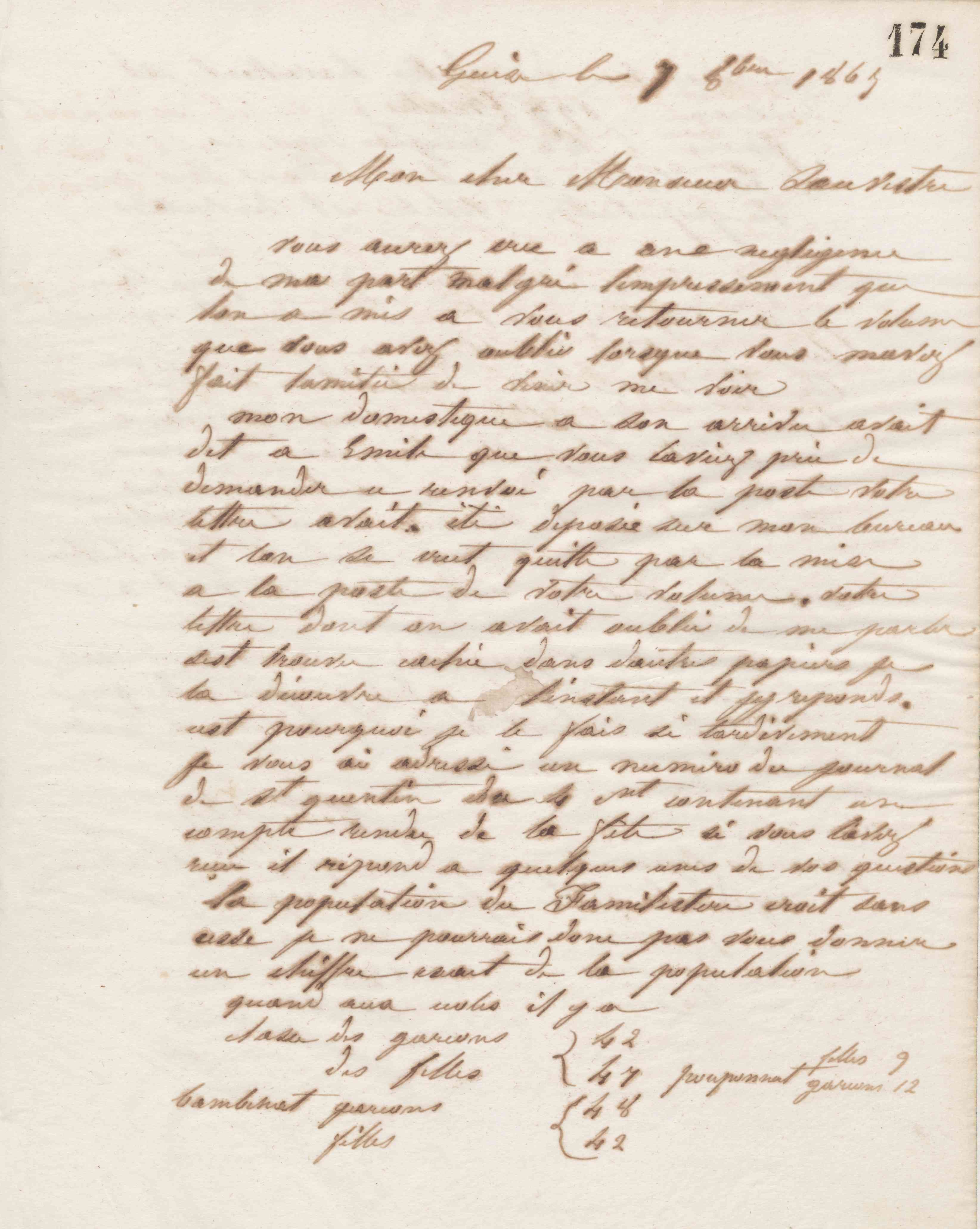 Jean-Baptiste André Godin à Charles Sauvestre, 7 octobre 1865