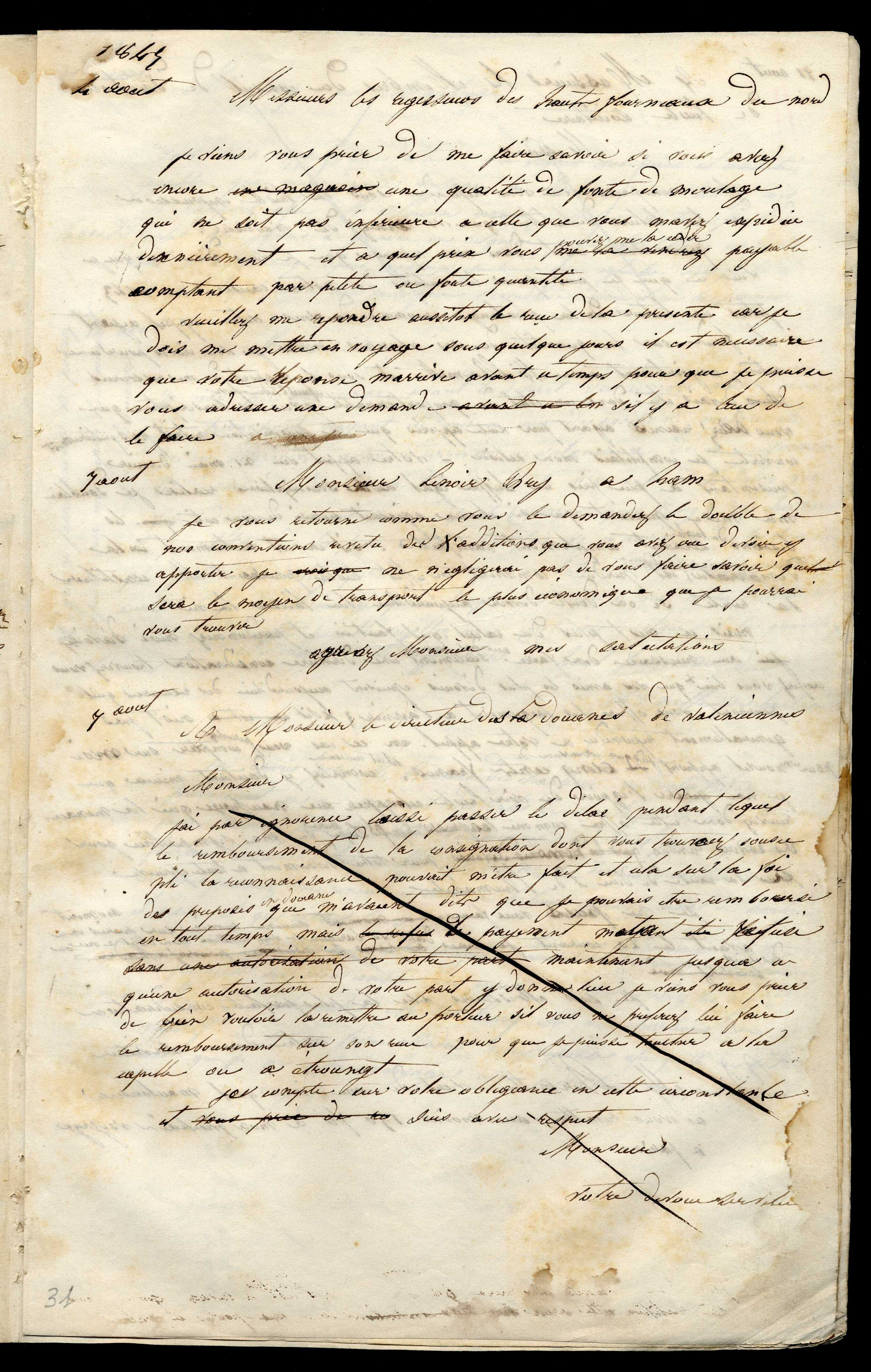 Jean-Baptiste André Godin à monsieur Lenoir-Bry, 7 août [1845]