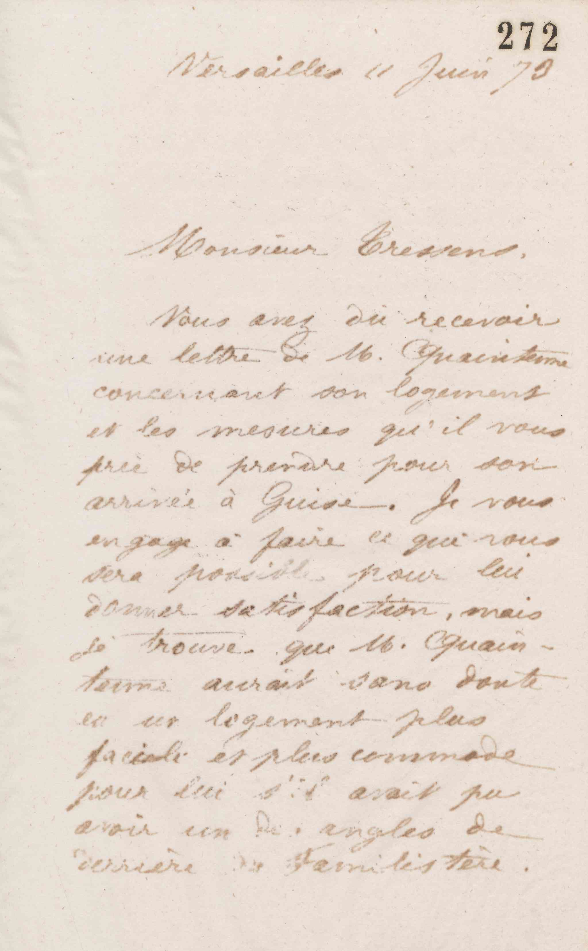 Jean-Baptiste André Godin à Théodore Tressens, 11 juin 1873