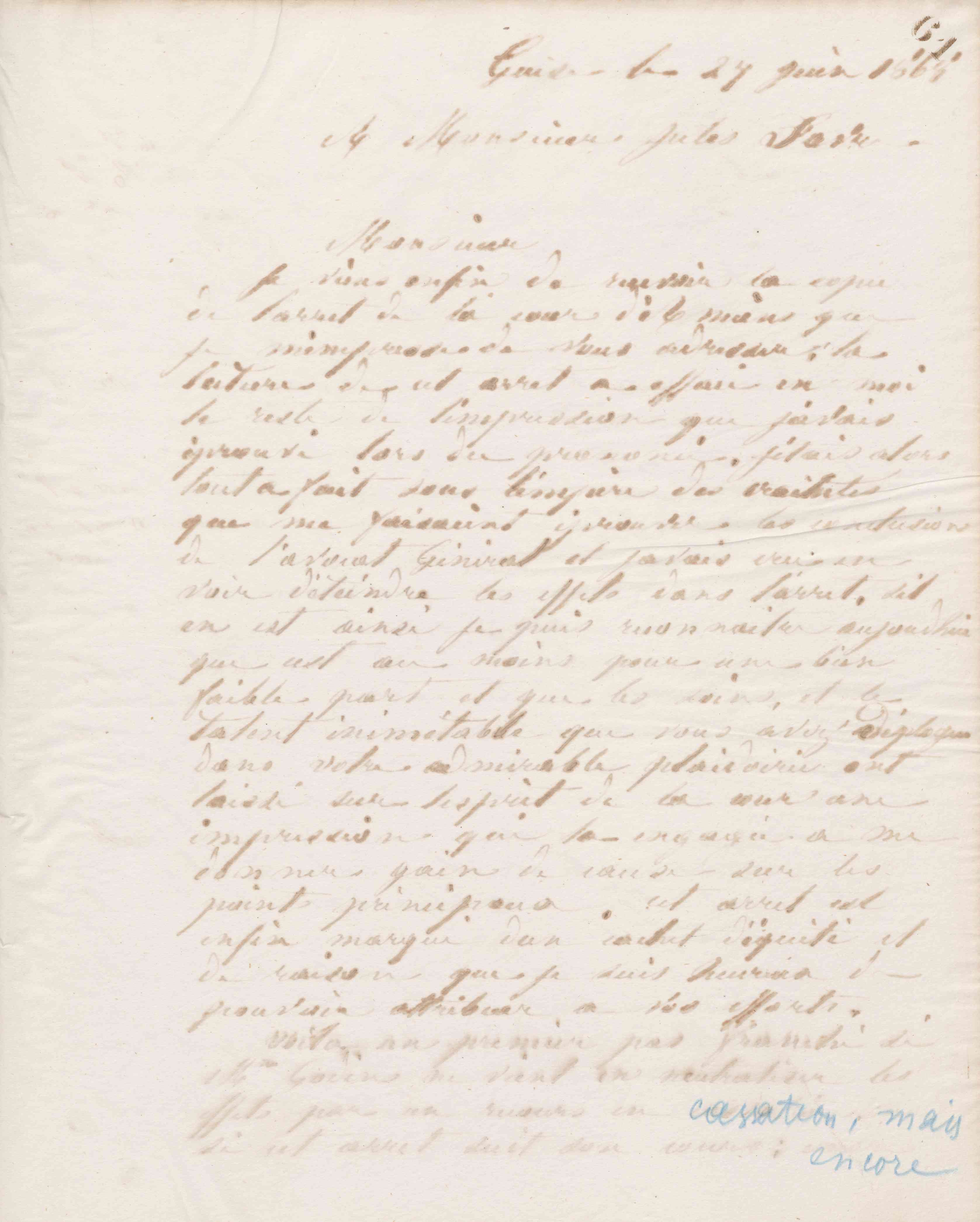 Jean-Baptiste André Godin à Jules Favre, 27 juin 1868