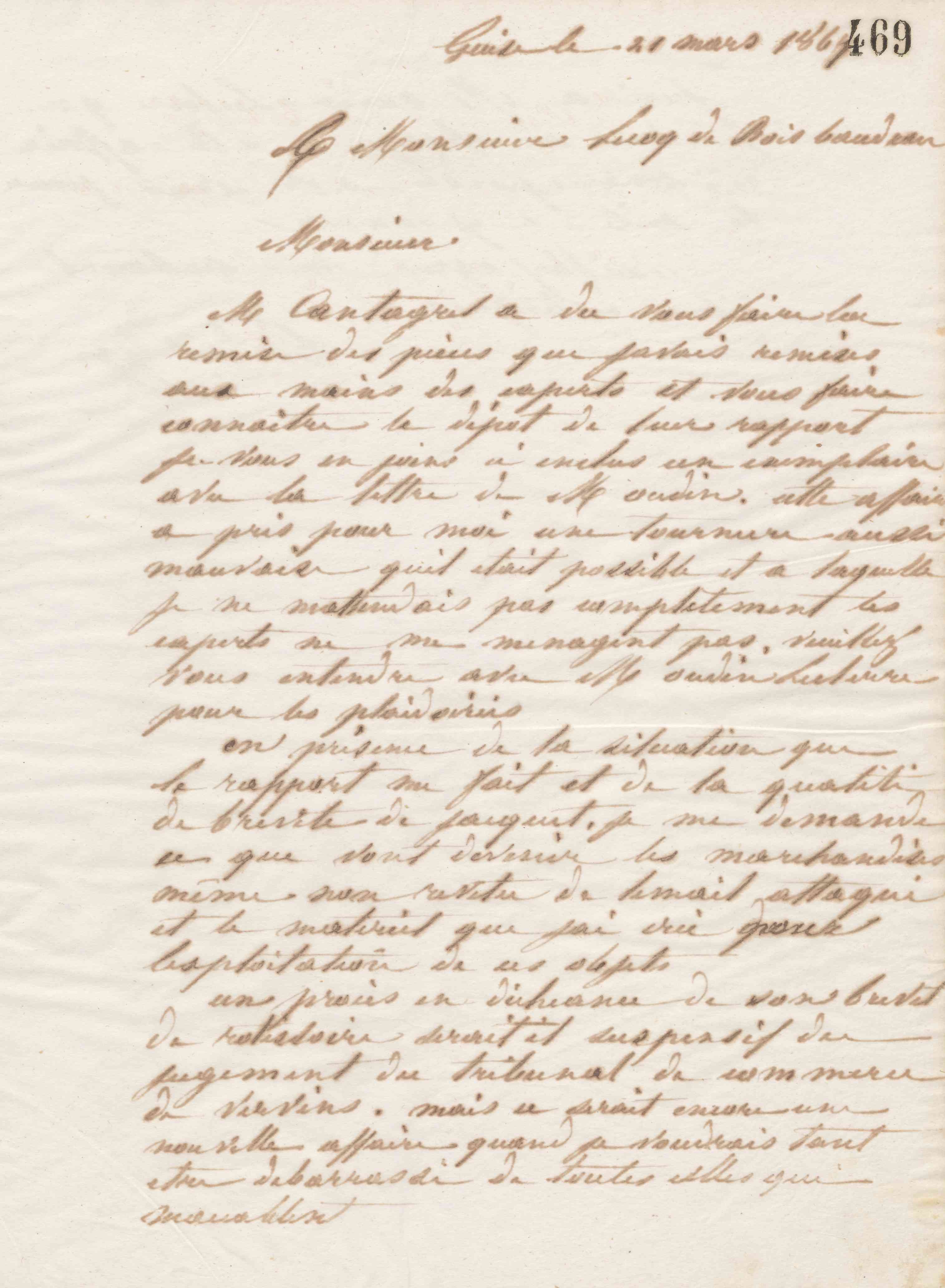 Jean-Baptiste André Godin à André Lecoq de Boisbaudran, 21 mars 1867