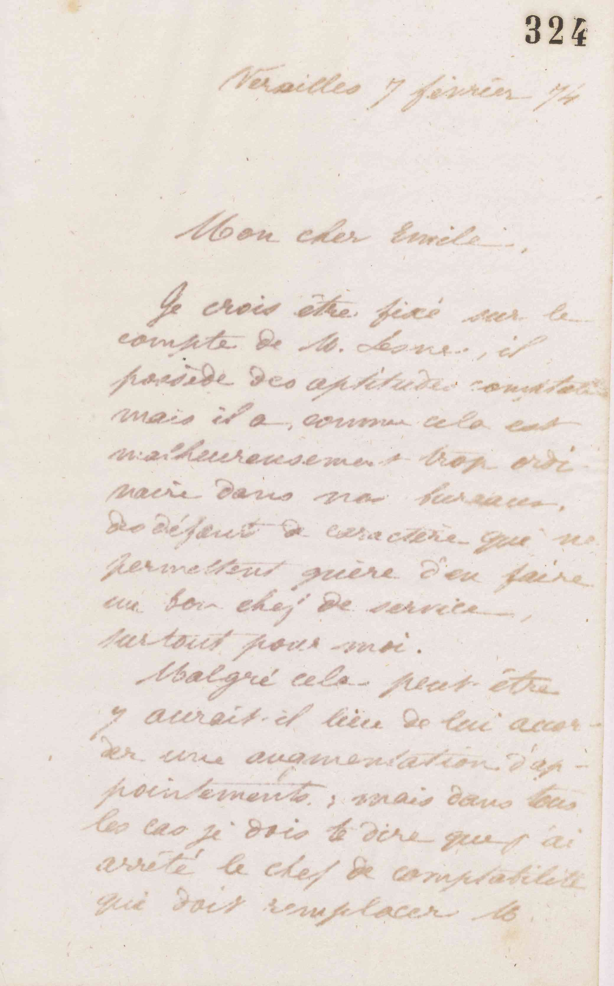 Jean-Baptiste André Godin à Émile Godin, 7 février 1874