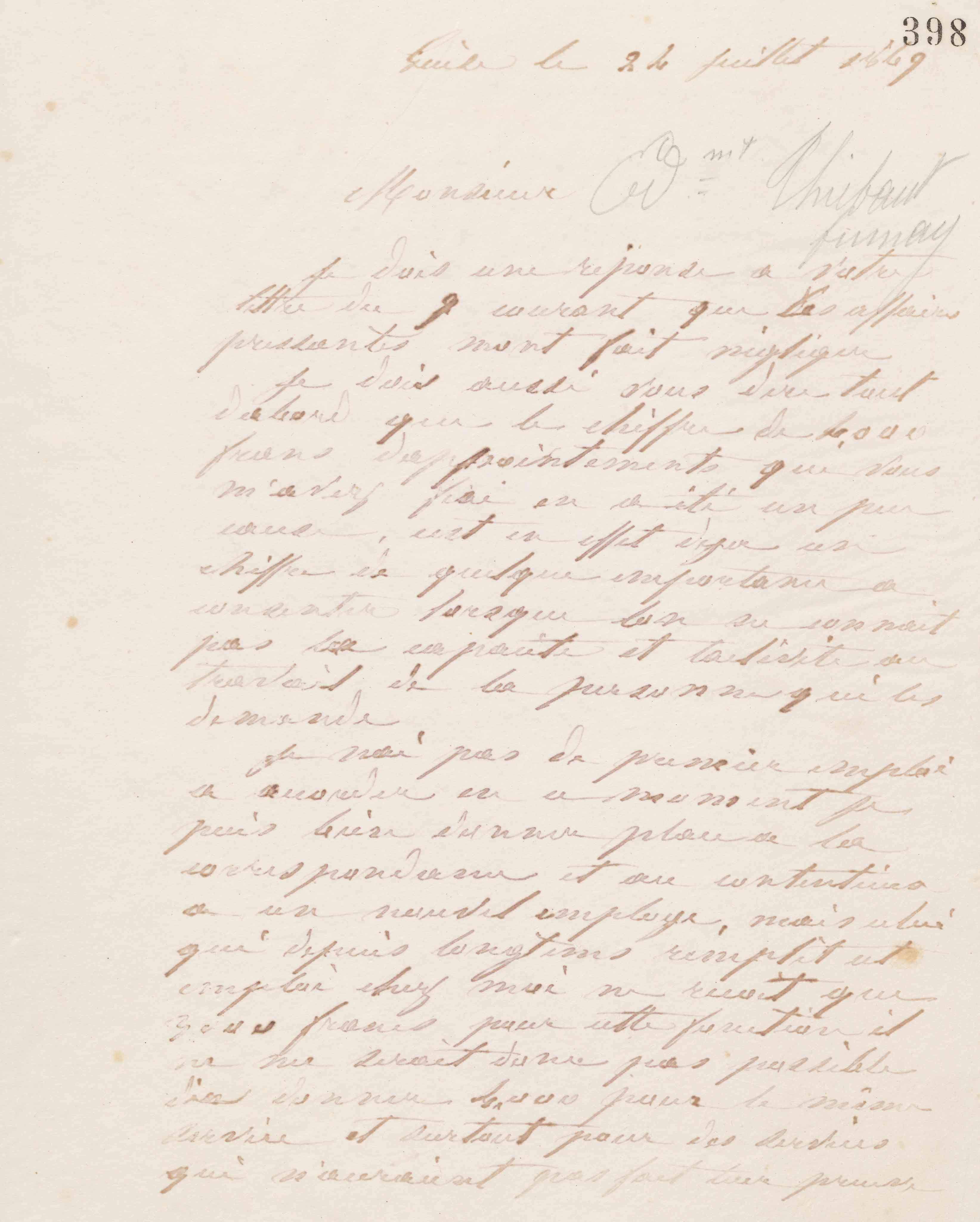 Jean-Baptiste André Godin à Edmond Thiébault, 24 juillet 1869