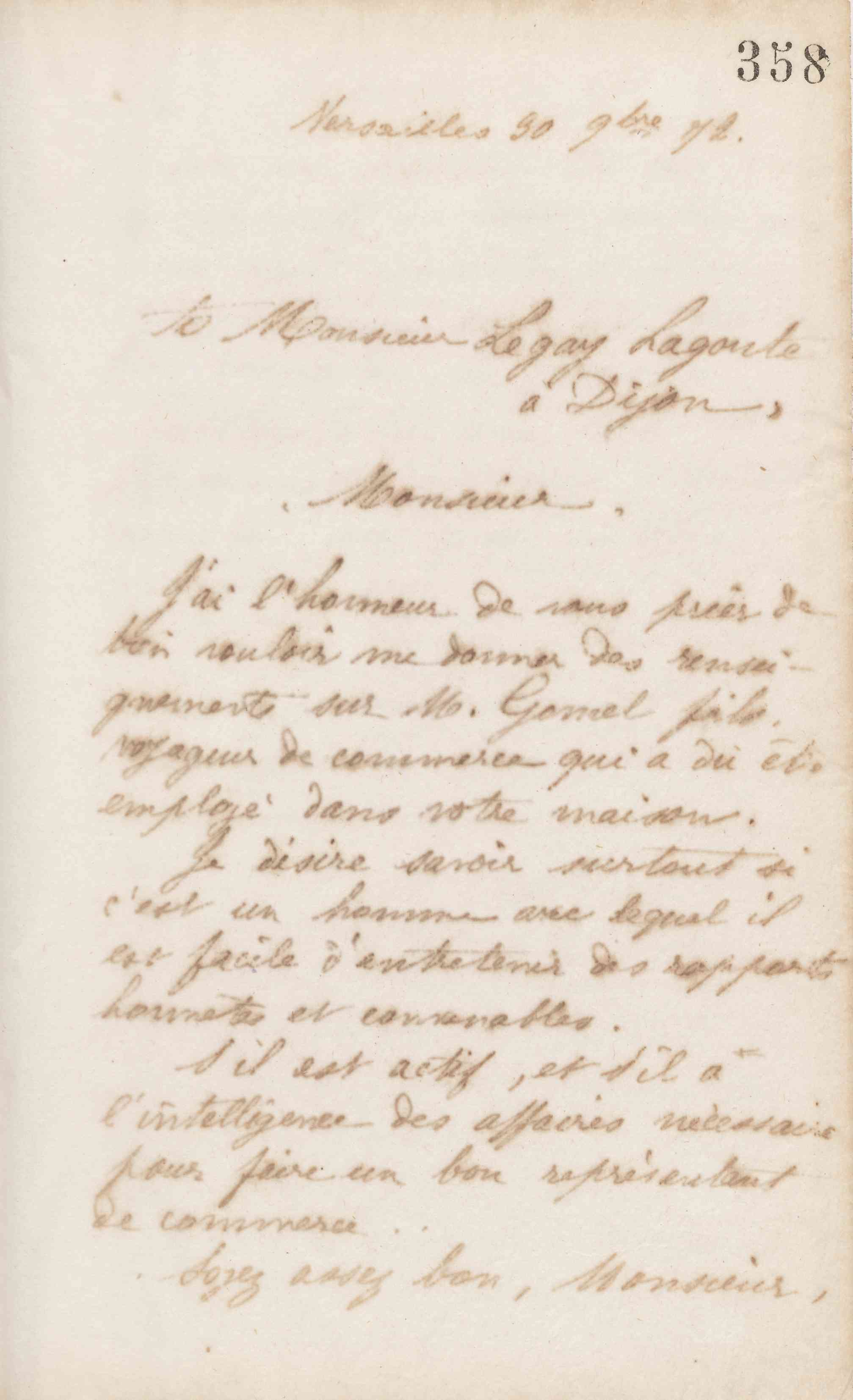 Jean-Baptiste André Godin à Lejay-Lagoute, 30 novembre 1872 Jean-Baptiste André Godin à Lejay-Lagoute, 30 novembre 1872