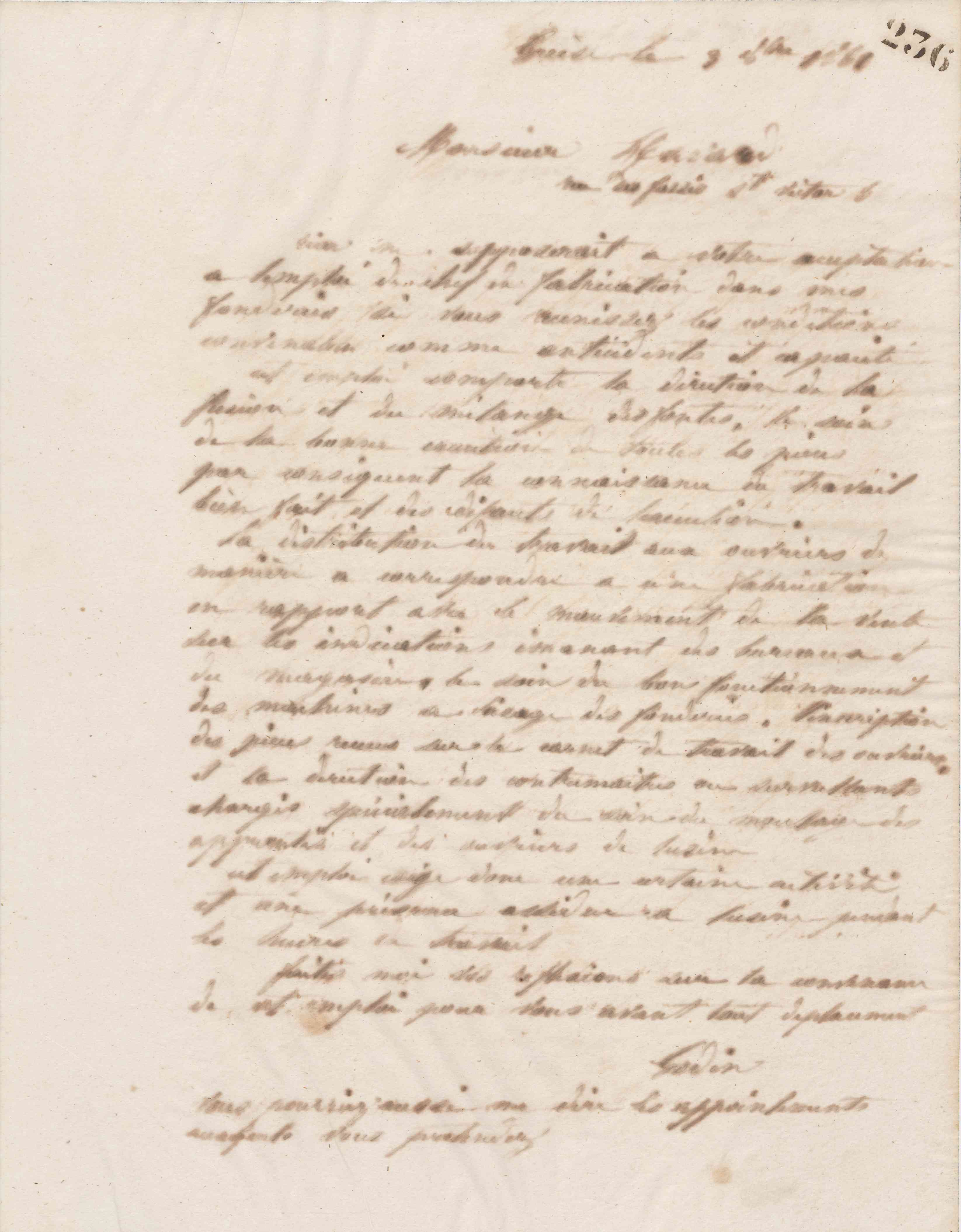 Jean-Baptiste André Godin à monsieur Havard, 3 octobre 1861 Jean-Baptiste André Godin à monsieur Havard, 3 octobre 1861