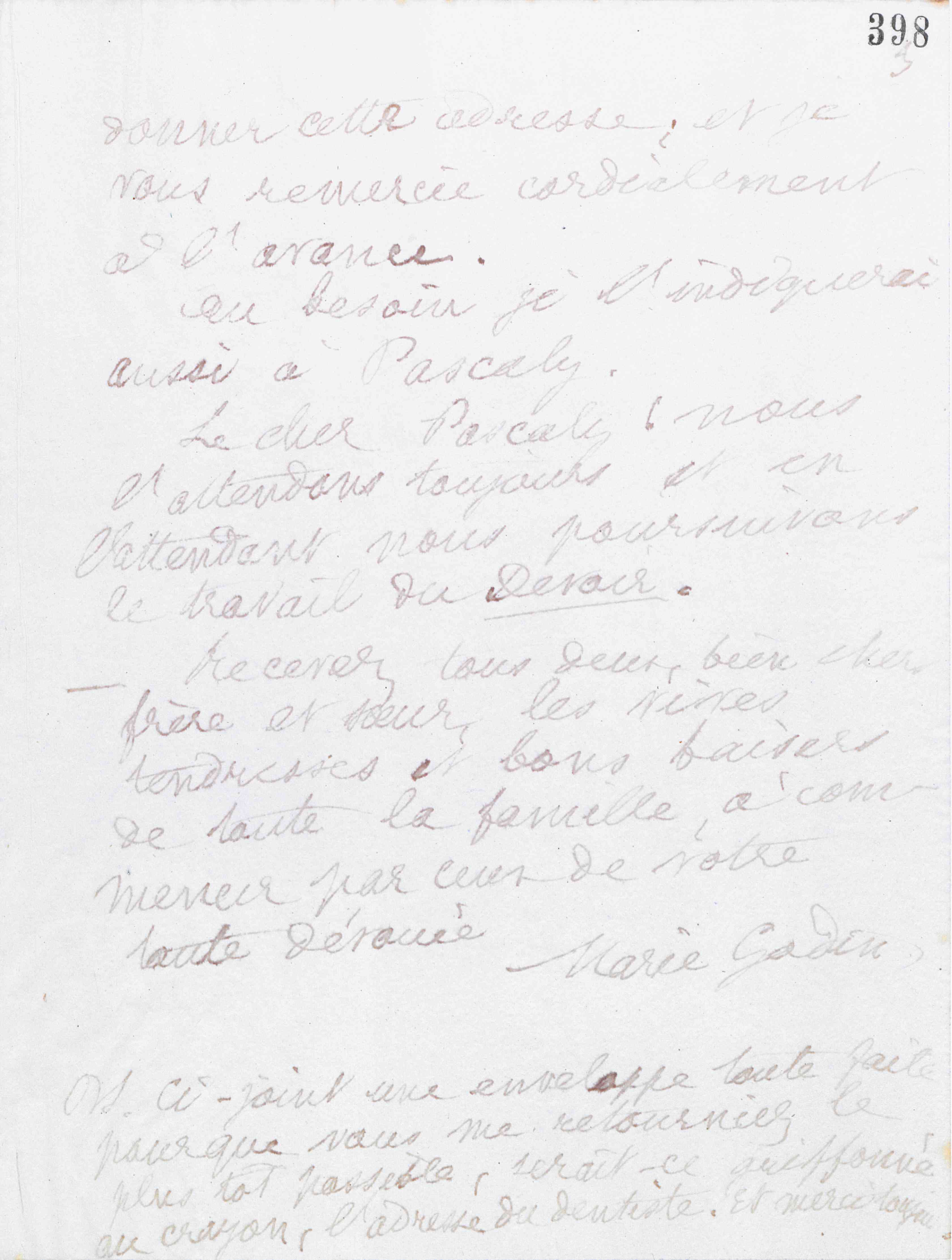 Marie Moret à Amédée et Flore Moret, 9 janvier 1890 Marie Moret à Amédée et Flore Moret, 9 janvier 1890