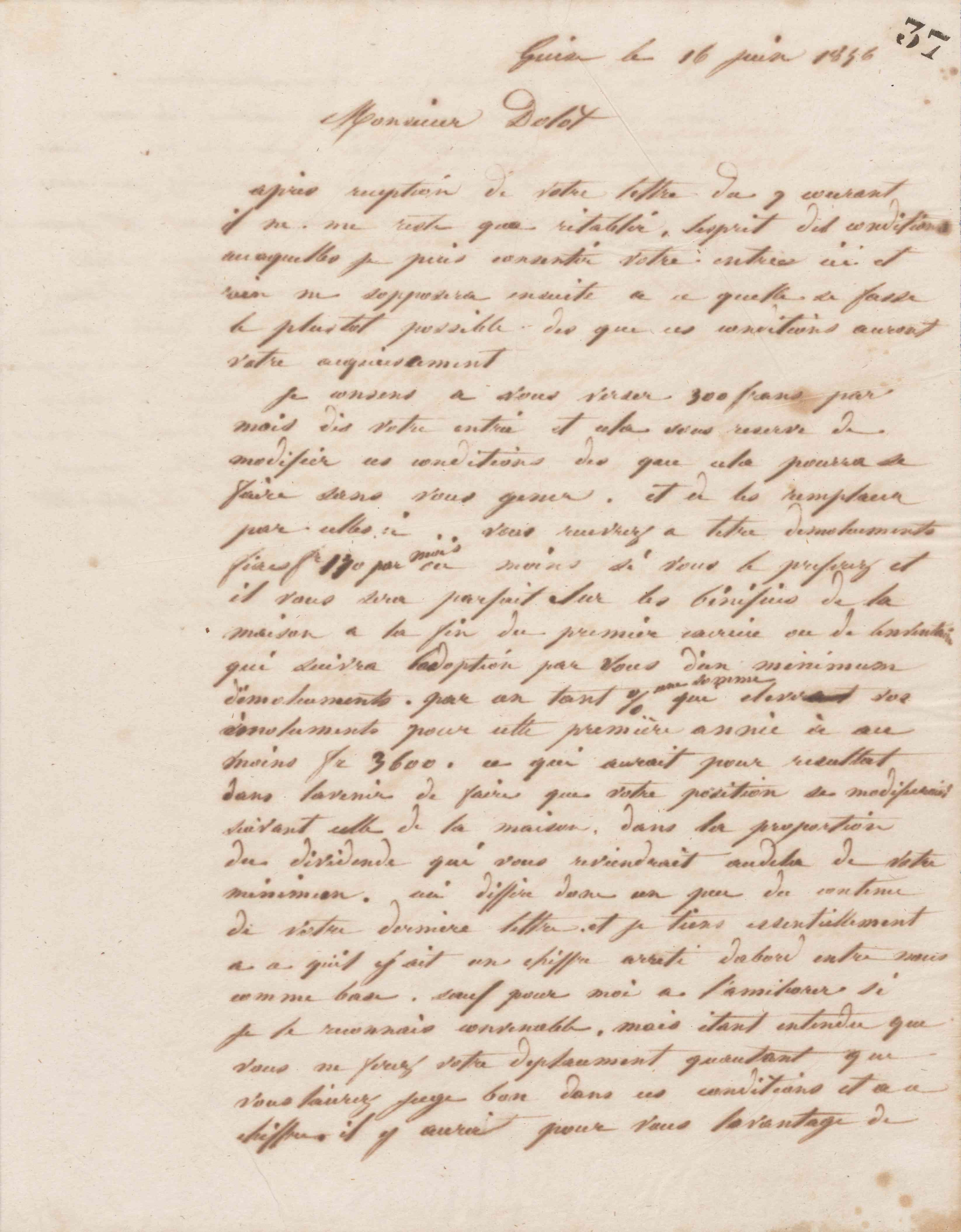 Jean-Baptiste André Godin à monsieur Dolot, 16 juin 1856 Jean-Baptiste André Godin à monsieur Dolot, 16 juin 1856