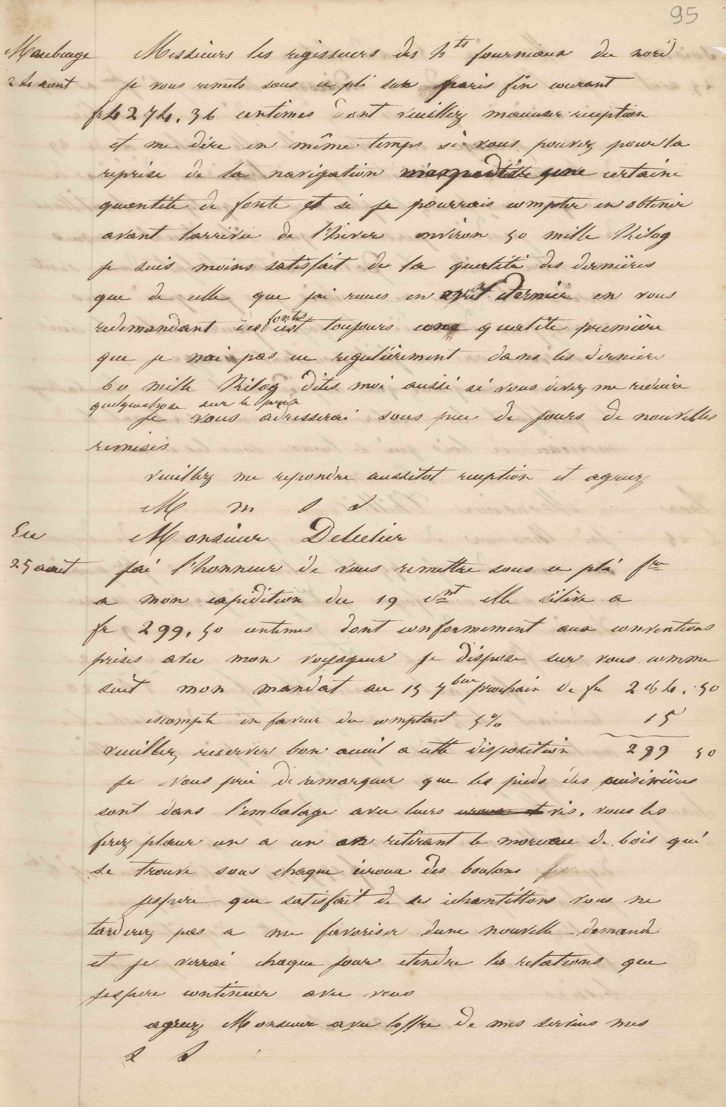 Jean-Baptiste André Godin à la Société des hauts-fourneaux du Nord, 24 août 1847