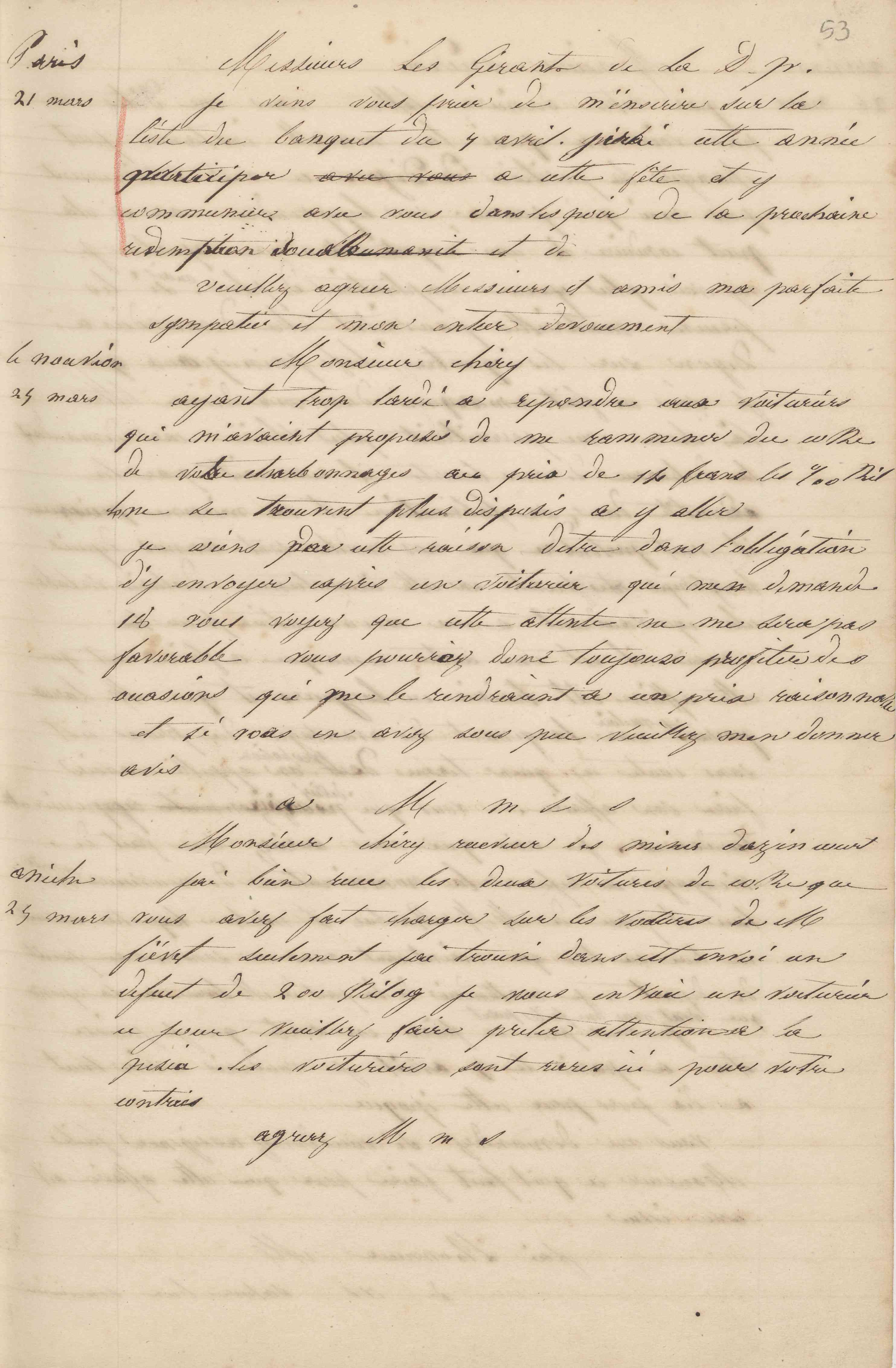 Jean-Baptiste André Godin aux gérants de La Démocratie pacifique, 21 mars 1847