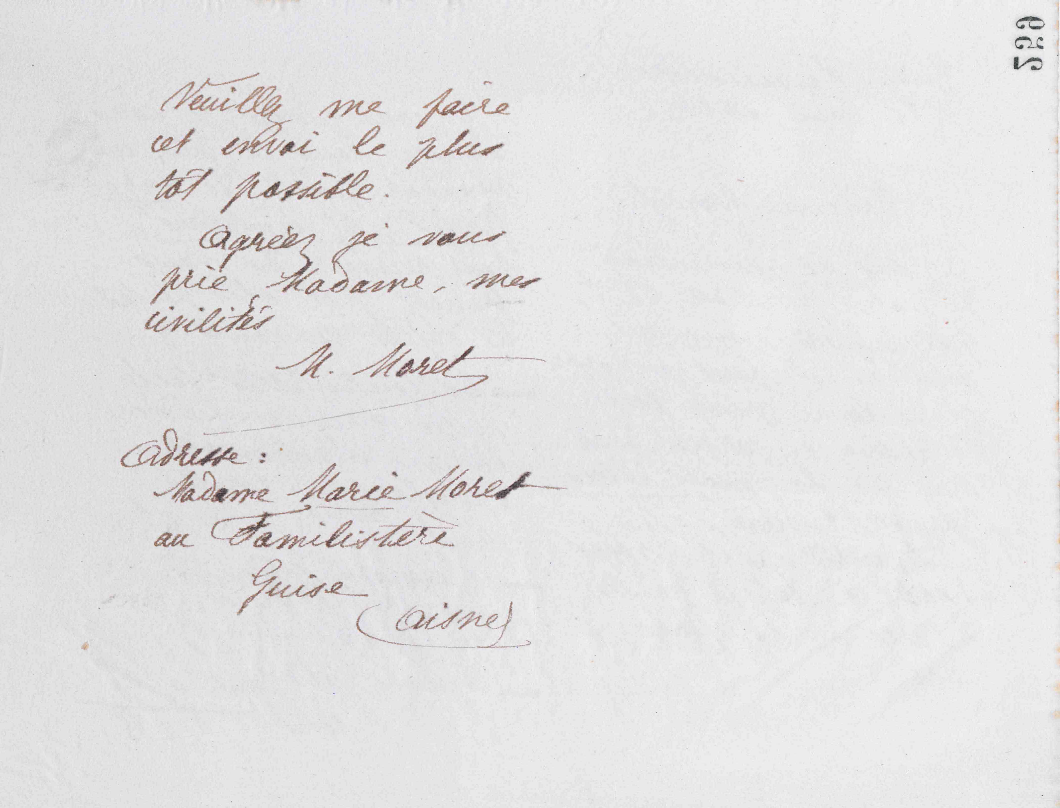 Marie Moret à madame Tardif, 24 mai 1886 à Guise