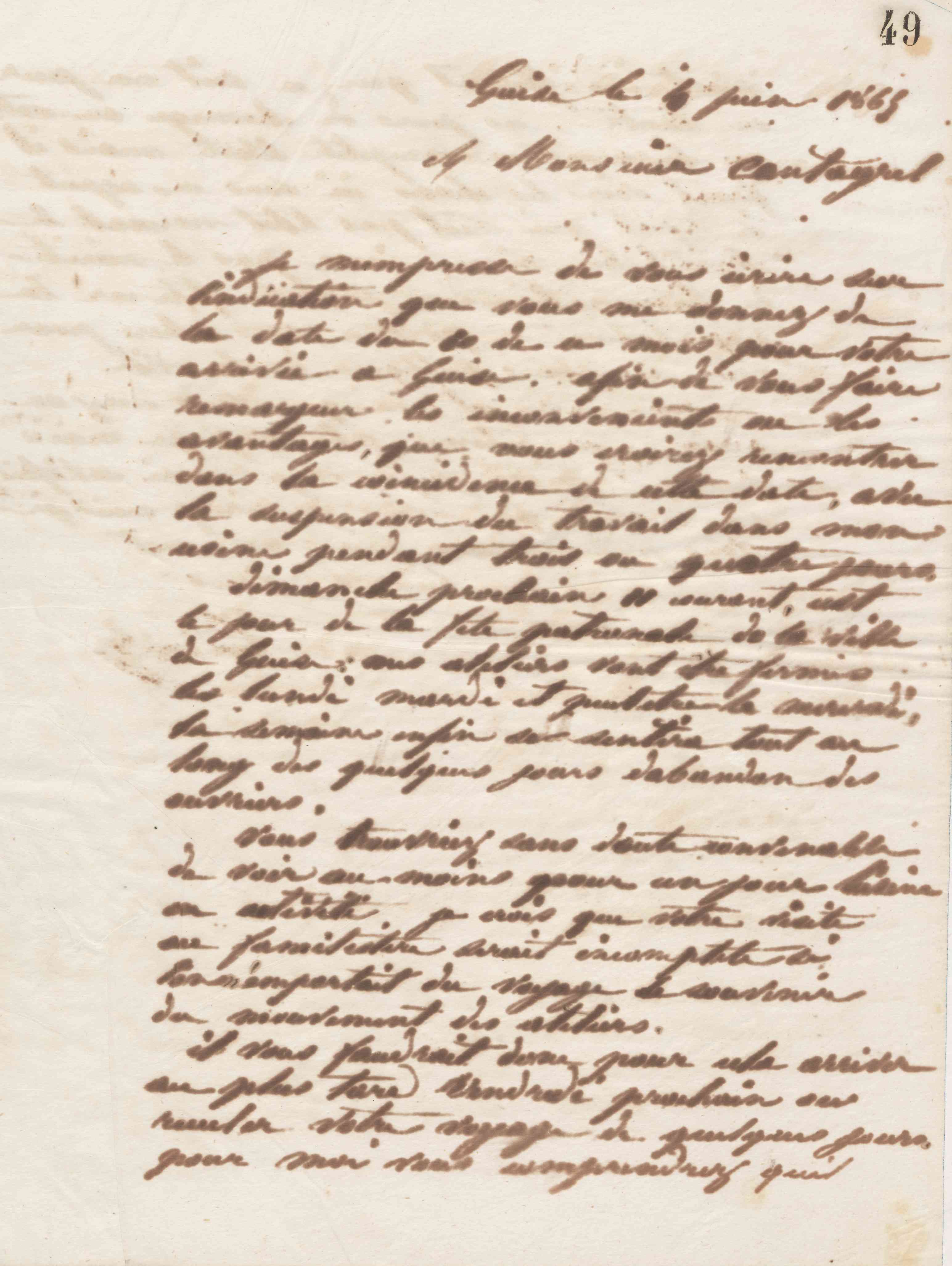 Jean-Baptiste André Godin à François Cantagrel, 4 juin 1865