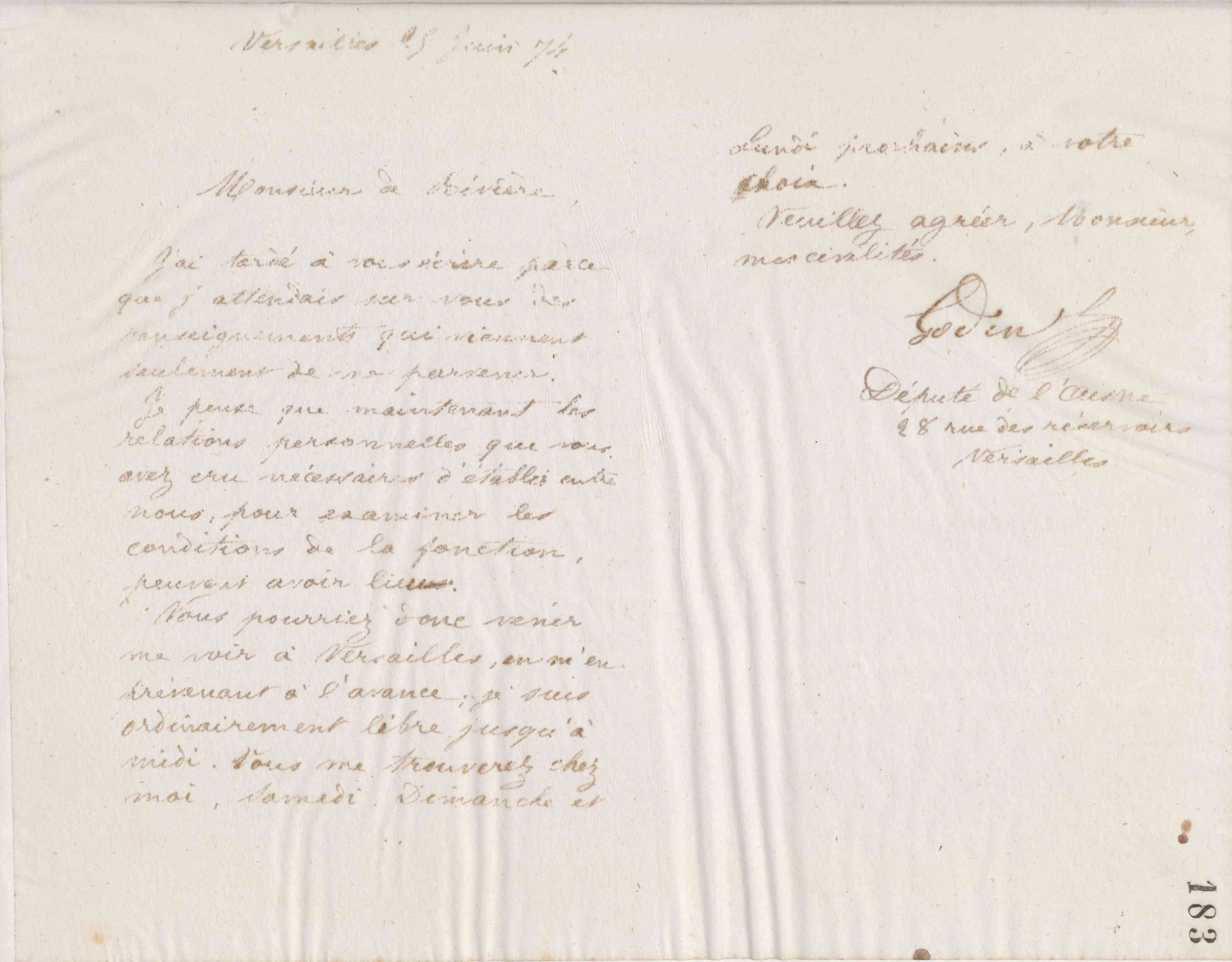 Jean-Baptiste André Godin à monsieur de Rivière, 25 juin 1874