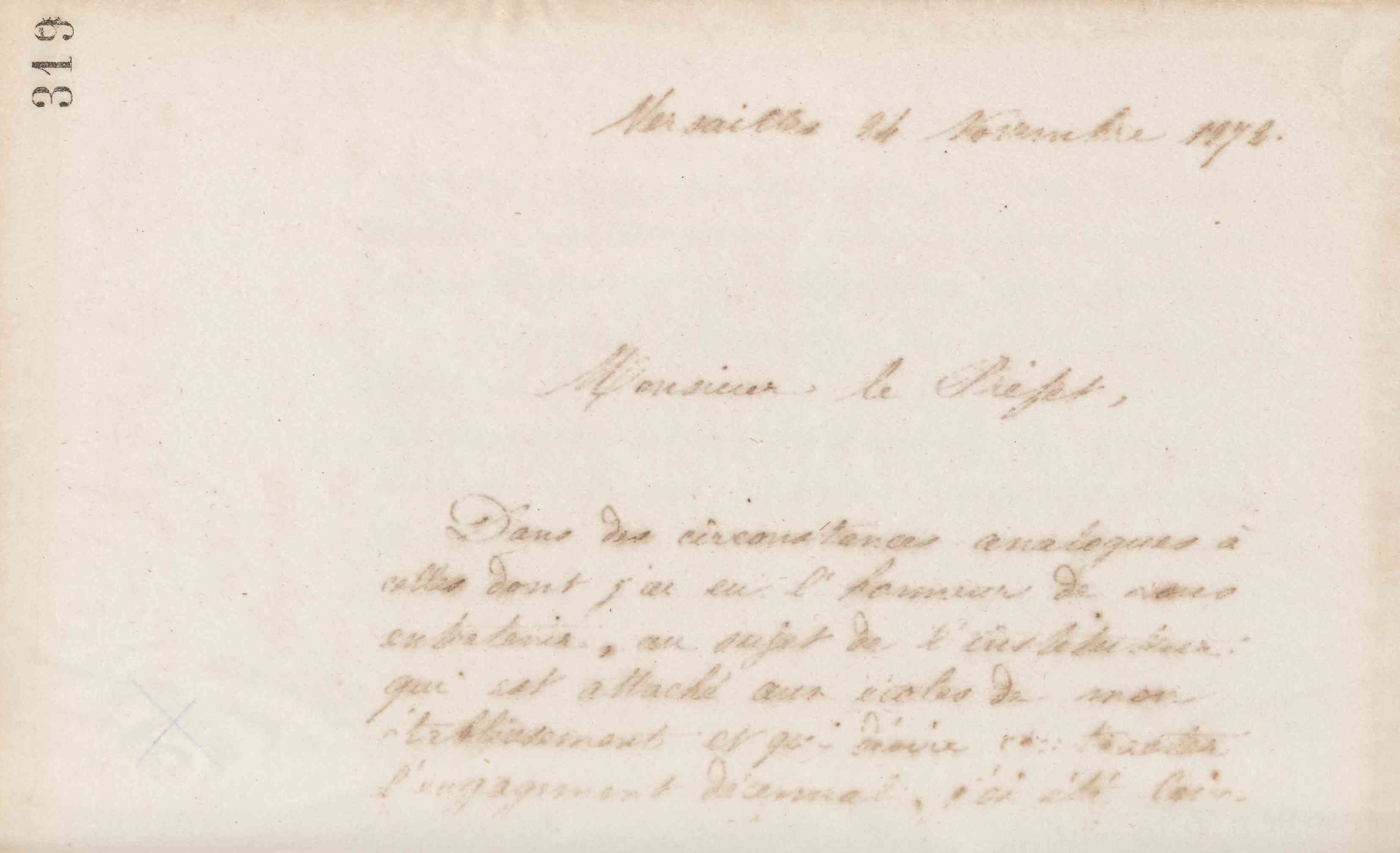 Jean-Baptiste André Godin au préfet de l'Aisne, 24 novembre 1872 Jean-Baptiste André Godin au préfet de l'Aisne, 24 novembre 1872
