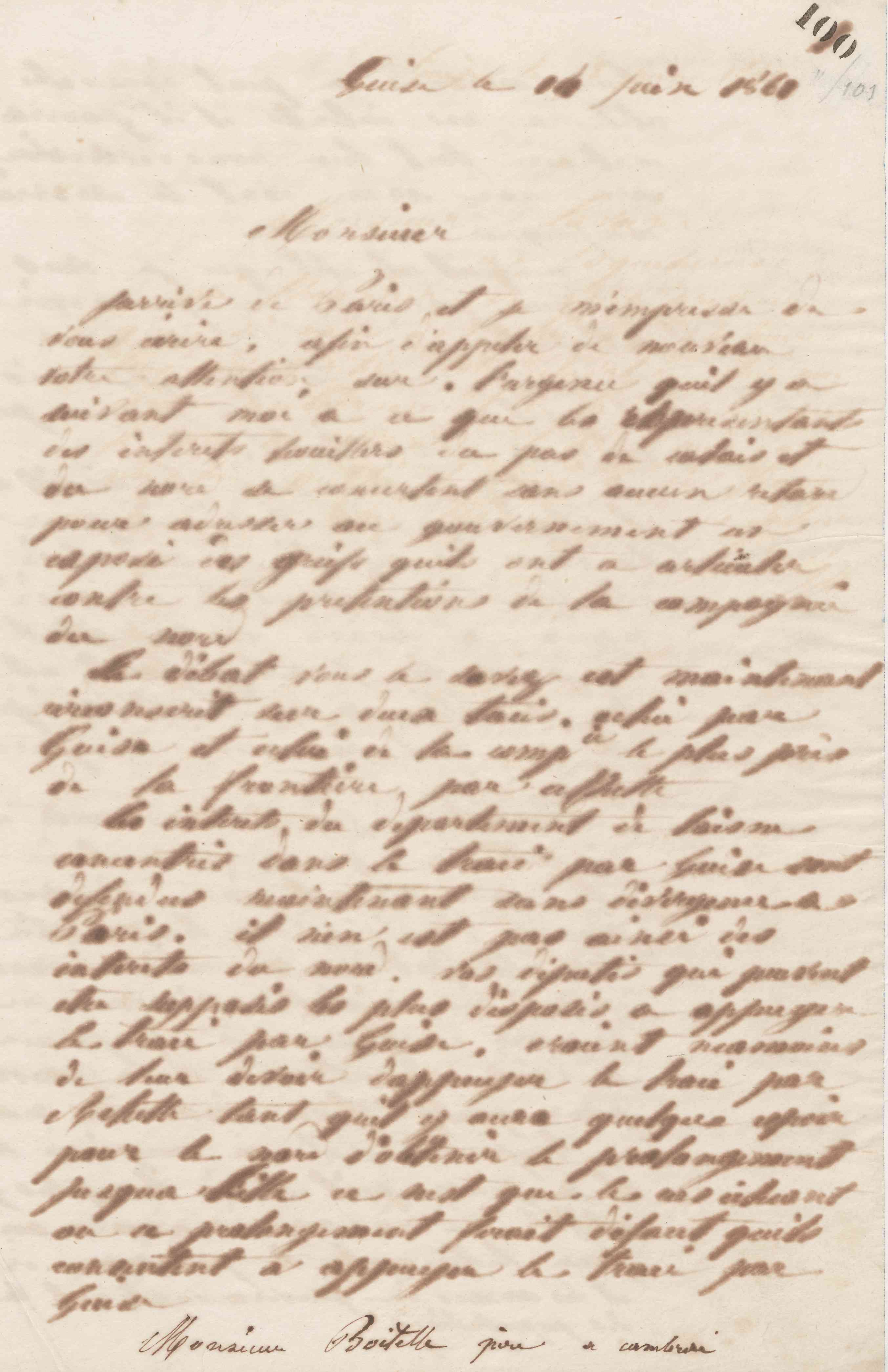 Jean-Baptiste André Godin à monsieur Boittelle, 14 juin 1861