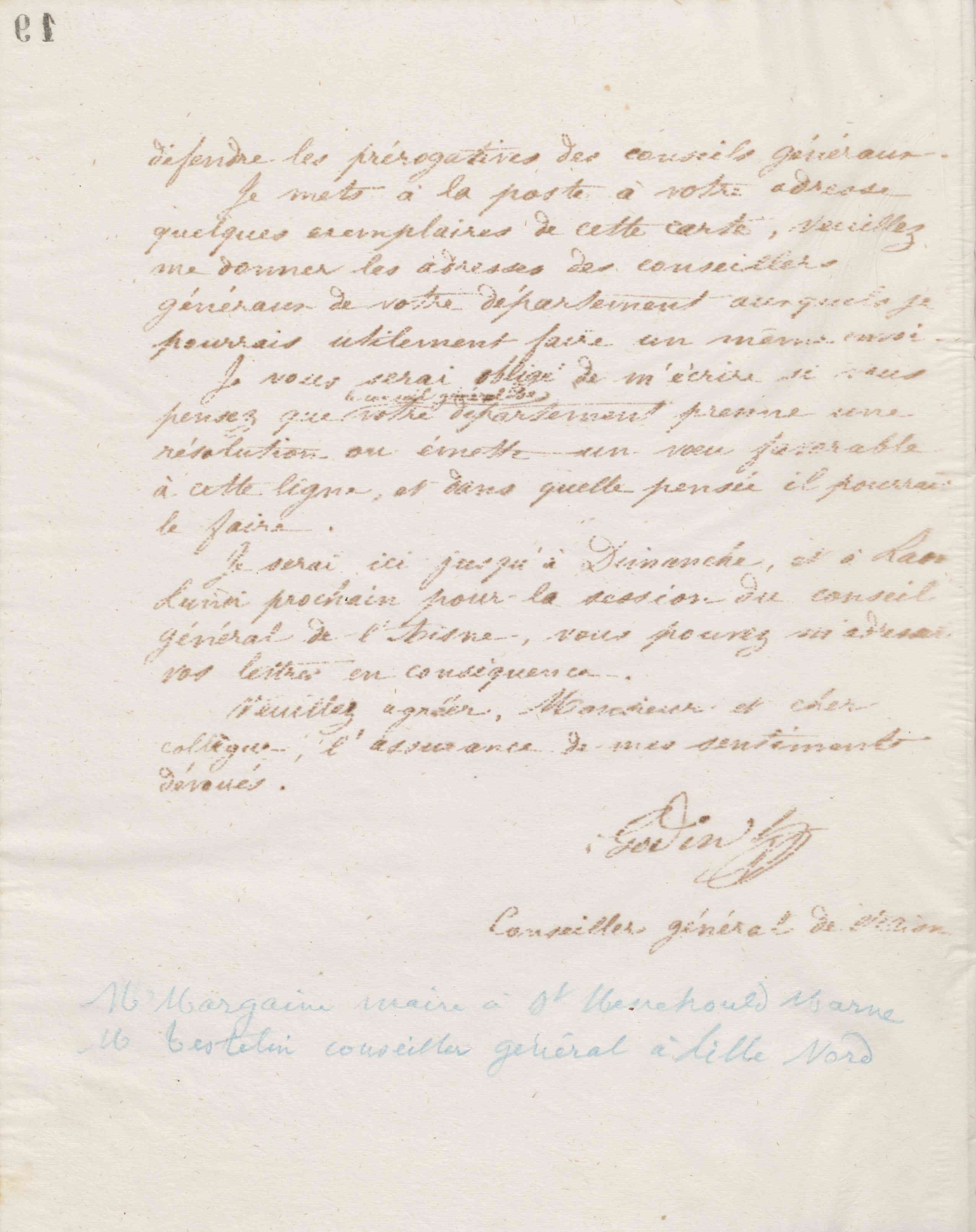 Jean-Baptiste André Godin à Jules Deregnaucourt, Camille Margaine et Achille Testelin, 13 août 1873