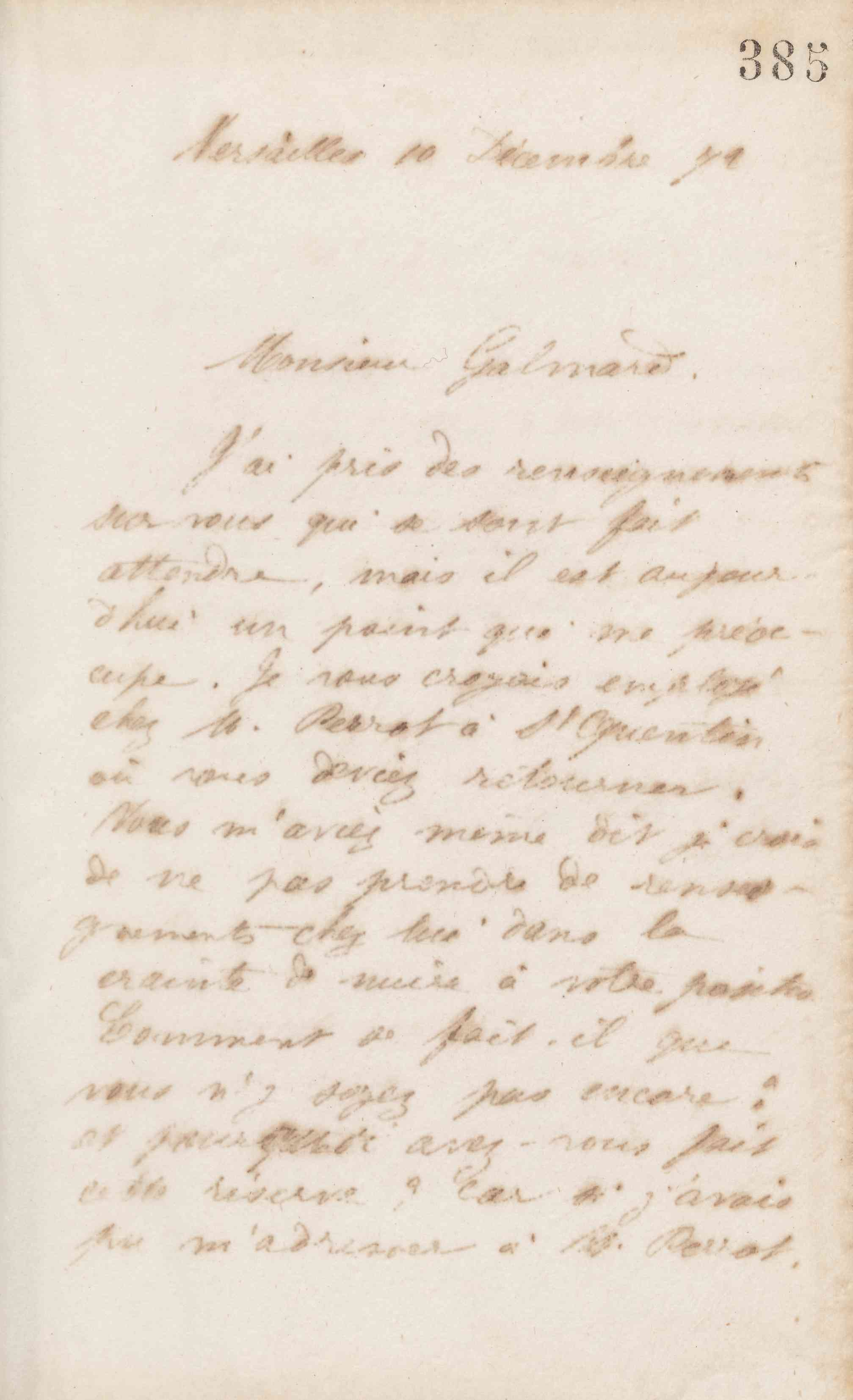 Jean-Baptiste André Godin à monsieur Ch. Galmard, 10 décembre 1872