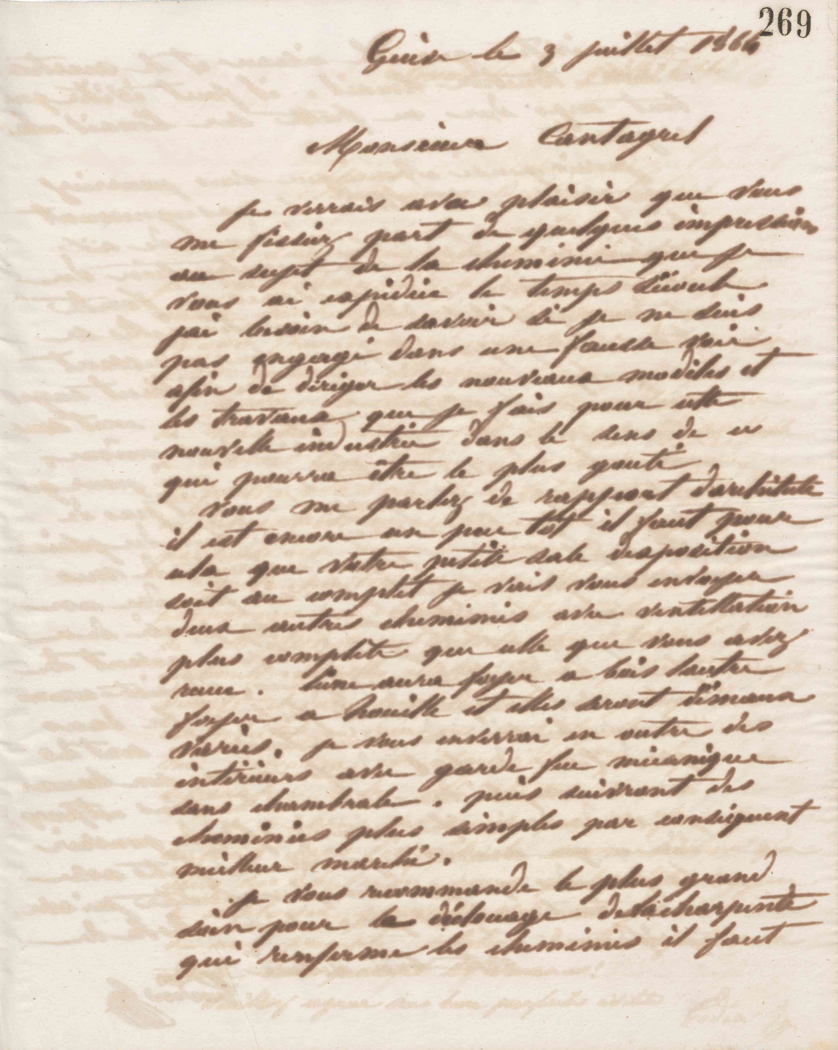 Jean-Baptiste André Godin à François Cantagrel, vers le 31 juillet 1864 Jean-Baptiste André Godin à François Cantagrel, vers le 31 juillet 1864