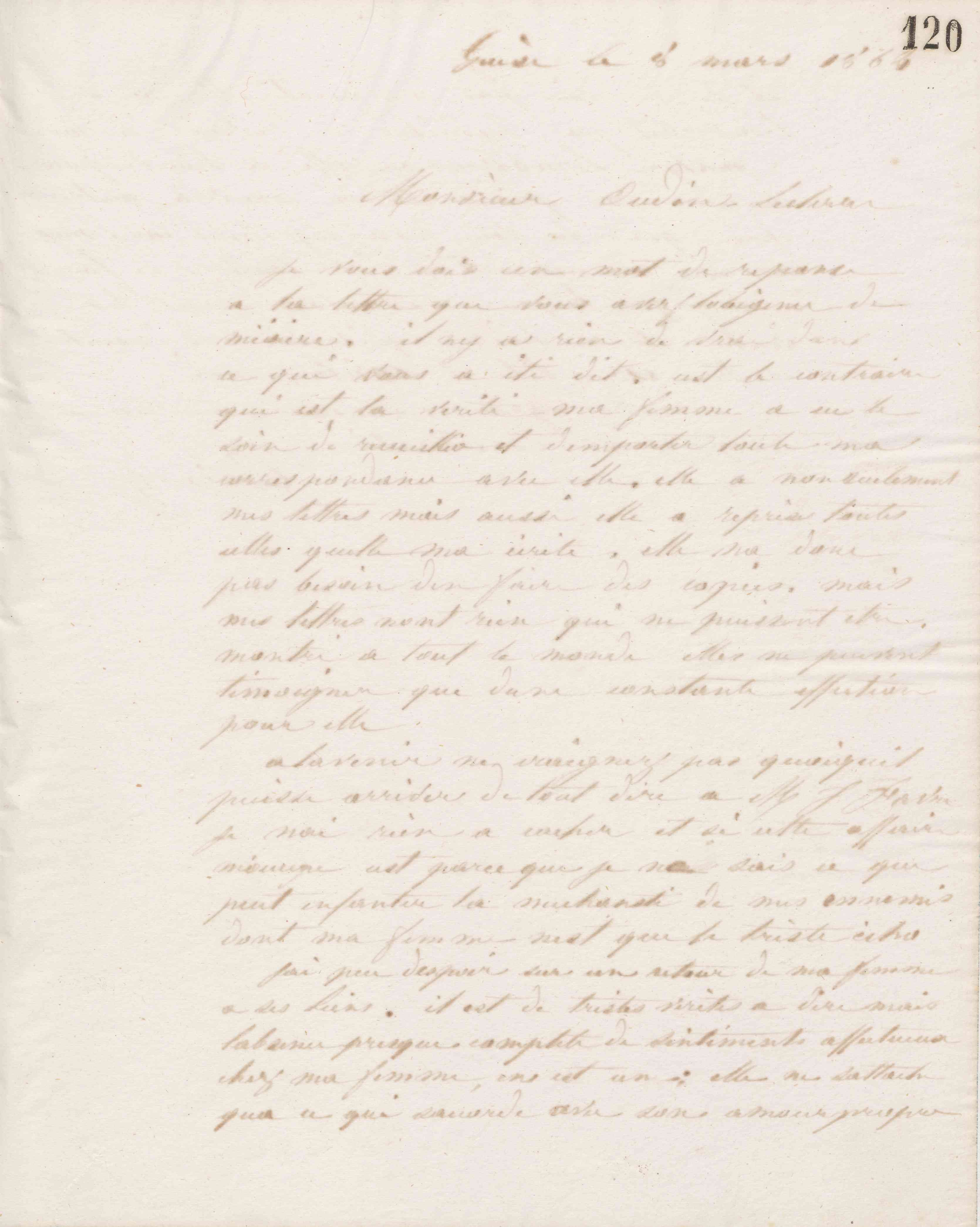 Jean-Baptiste André Godin à Louis Oudin-Leclère, 8 mars 1864