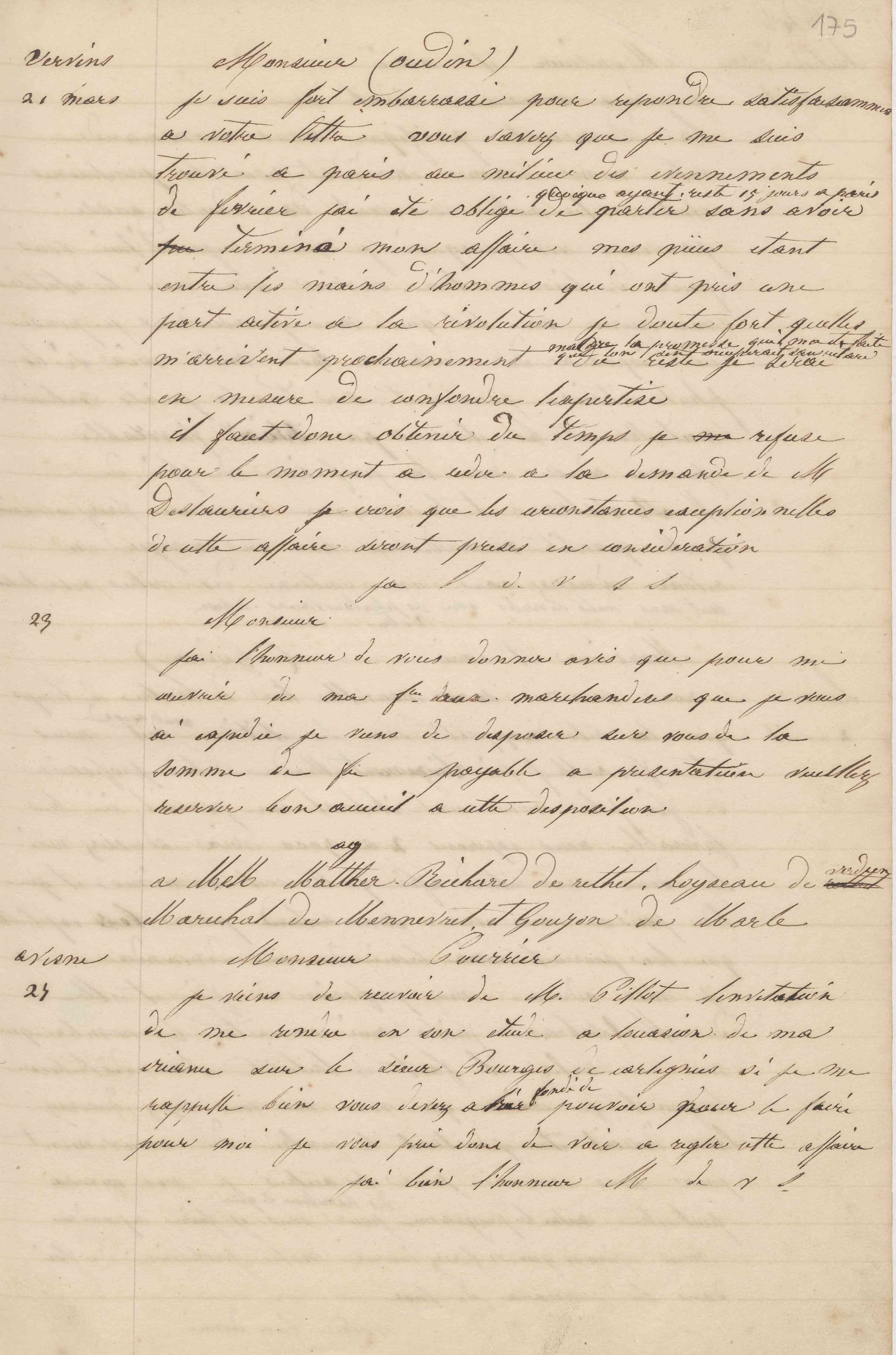 Jean-Baptiste André Godin à messieurs Malter-Richard, Loiseau, Maréchal et Goujon et, 23 mars 1848