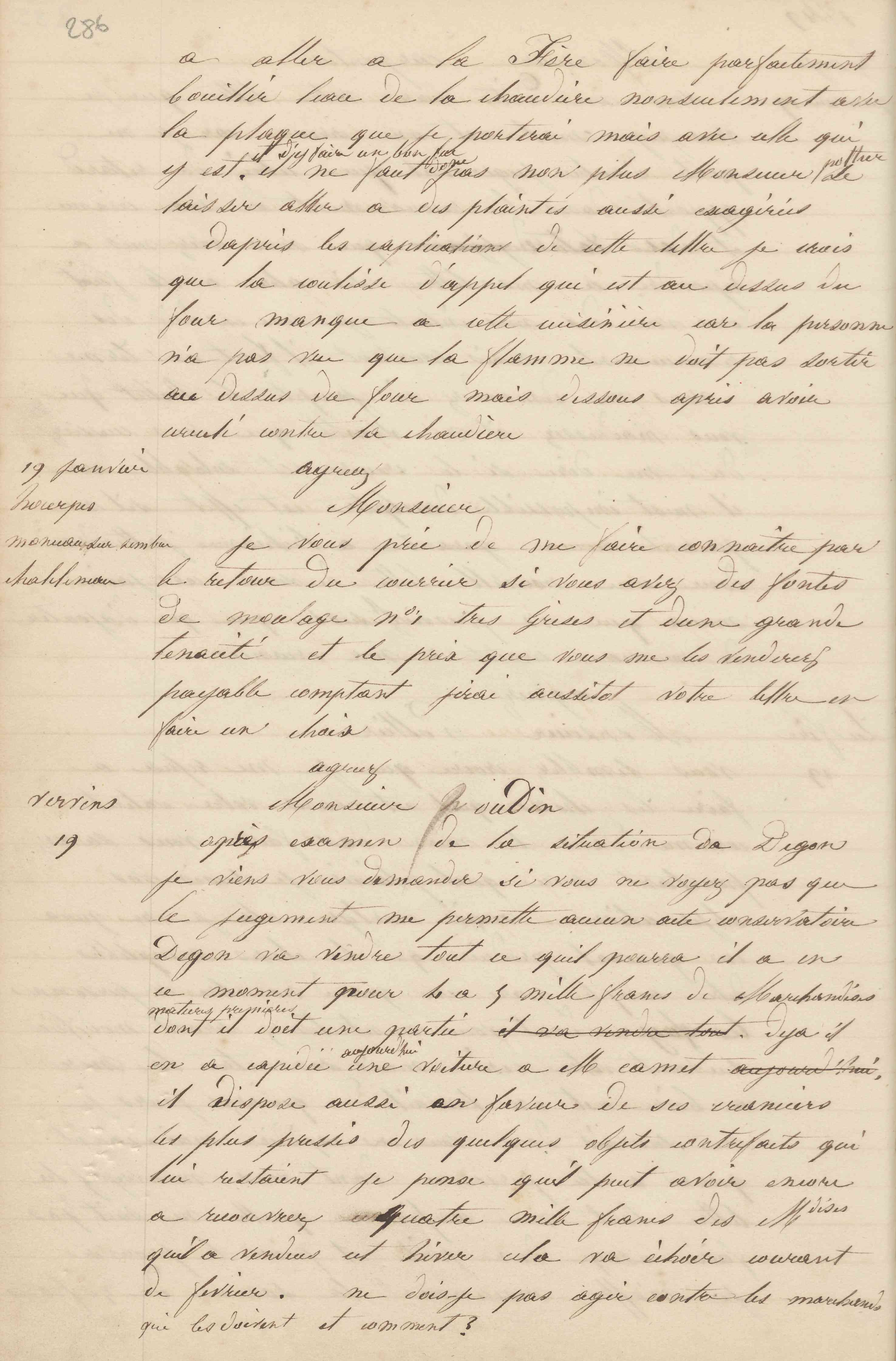 Jean-Baptiste André Godin à trois sociétés exploitant des hauts-fourneaux en Belgique, 19 janvier 1849