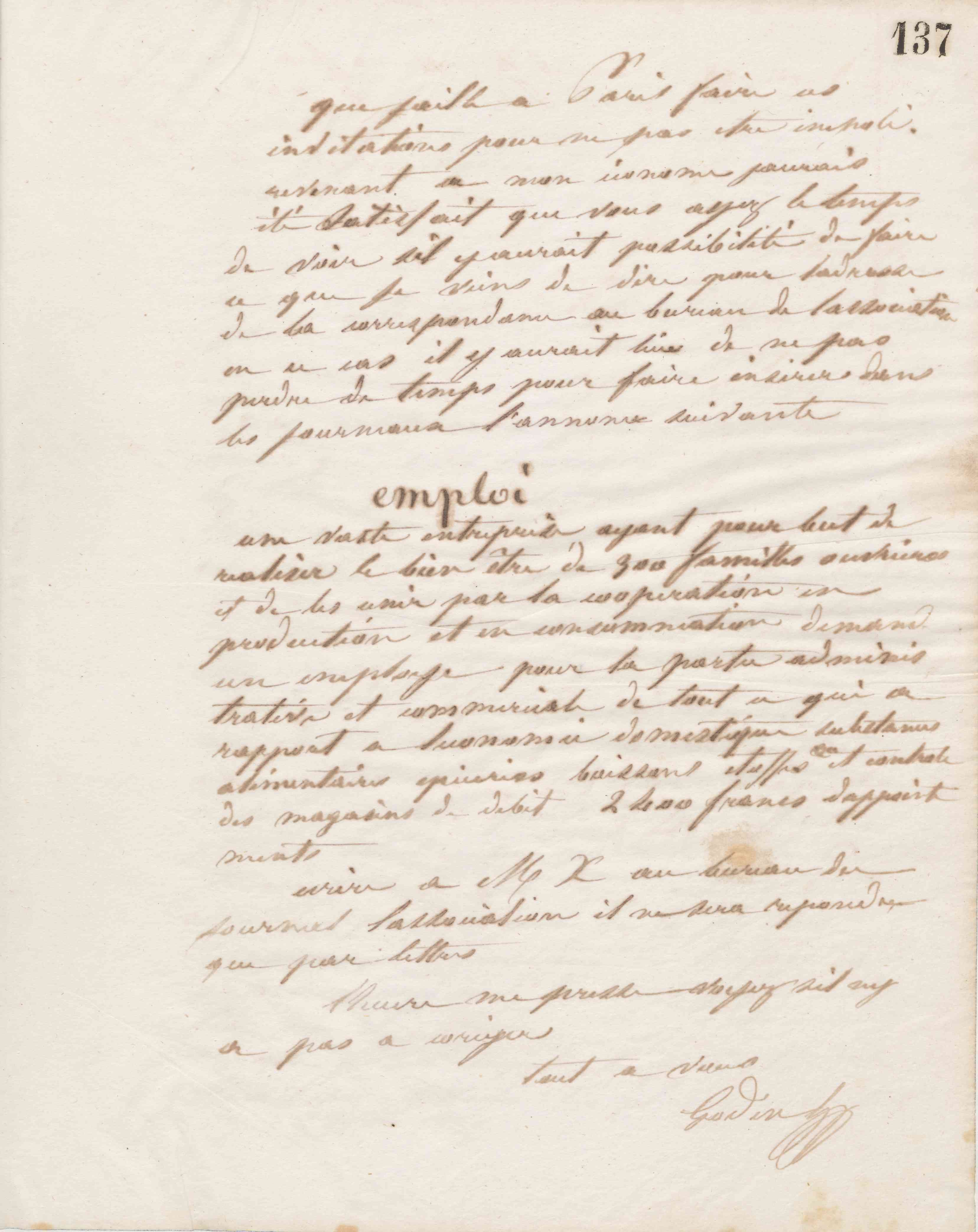 Jean-Baptiste André Godin à François Cantagrel, 29 août 1865