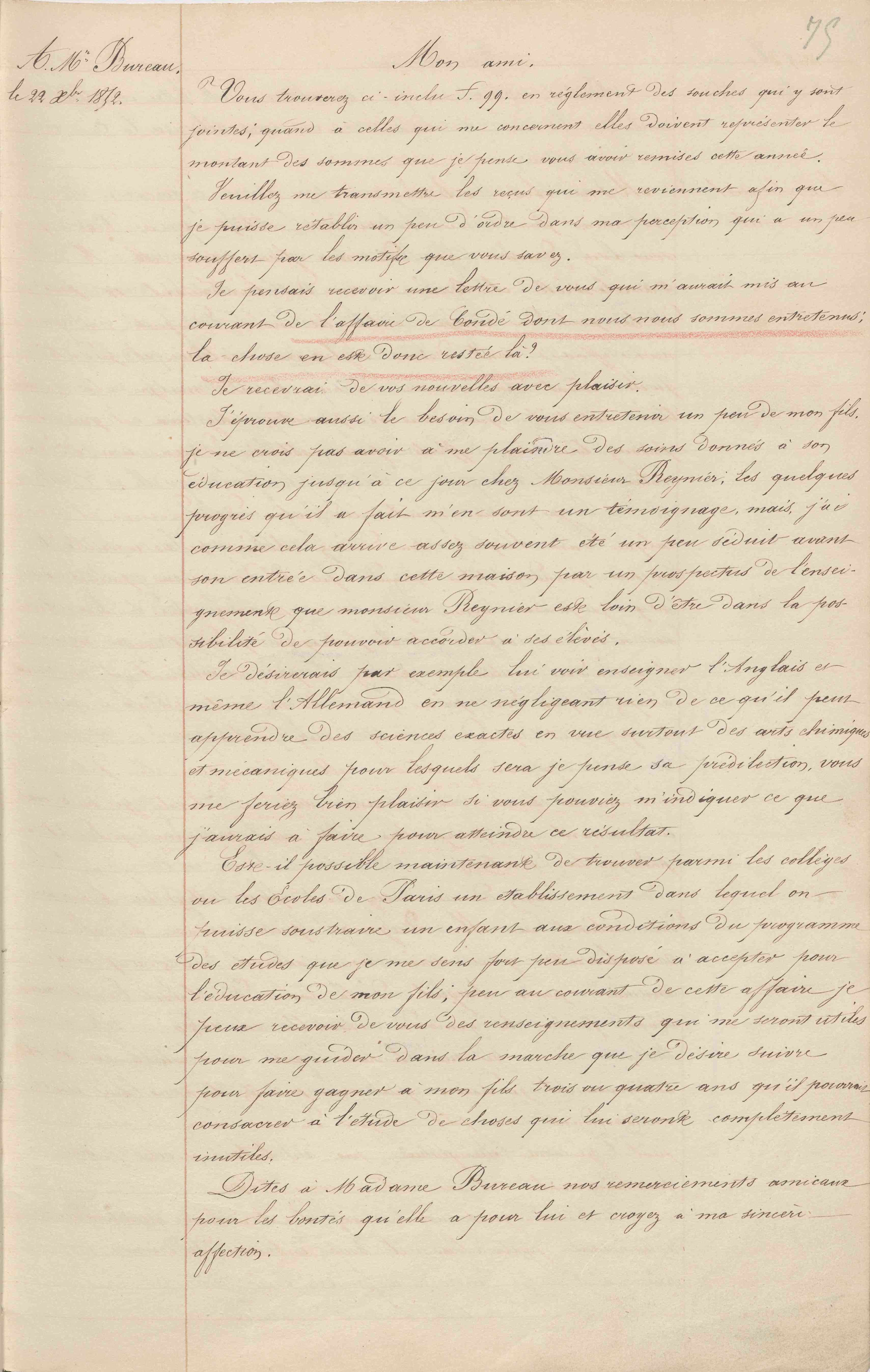 Jean-Baptiste André Godin à Allyre Bureau, 22 décembre 1852