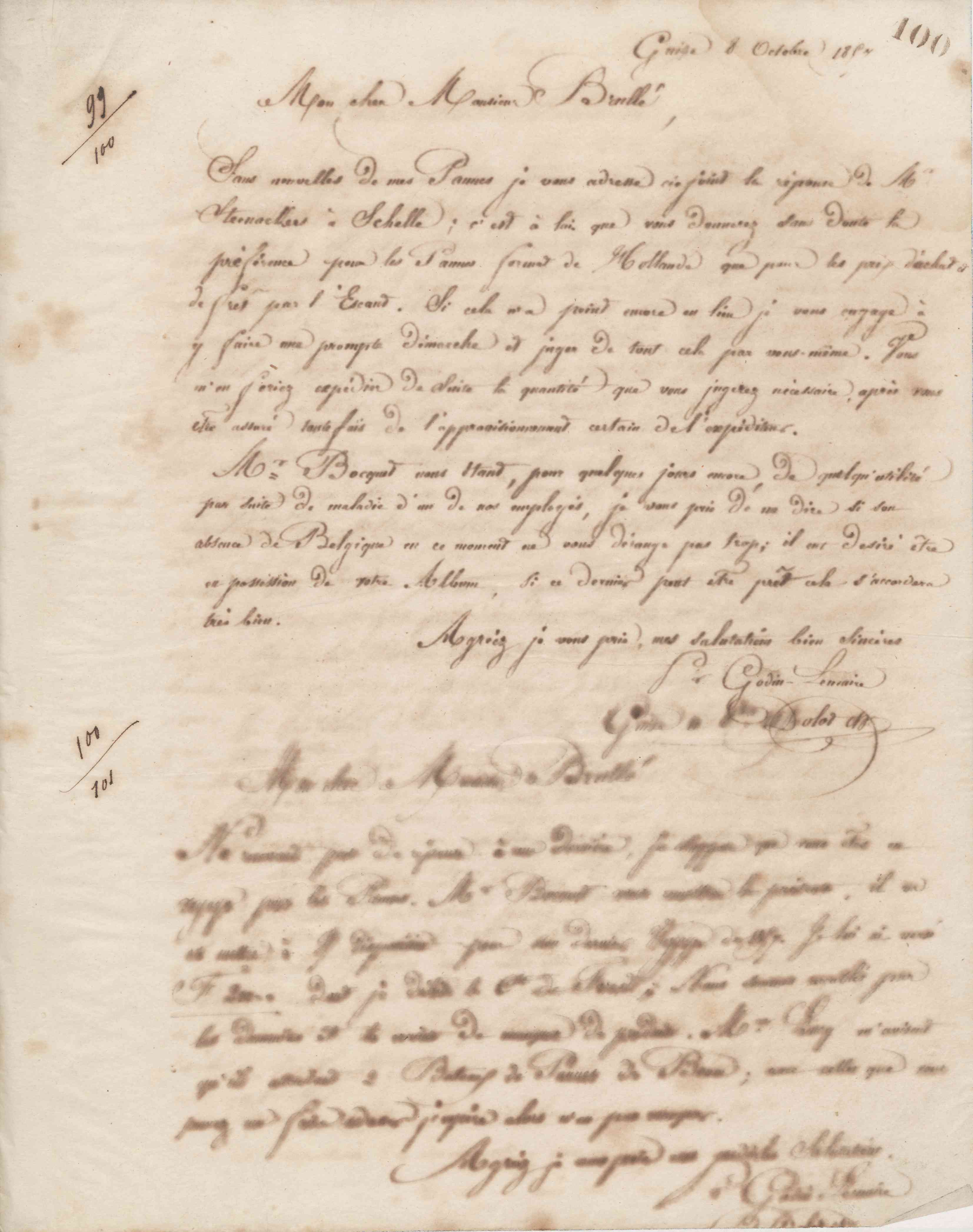 Jean-Baptiste André Godin à Alexandre Brullé, 10 octobre 1857