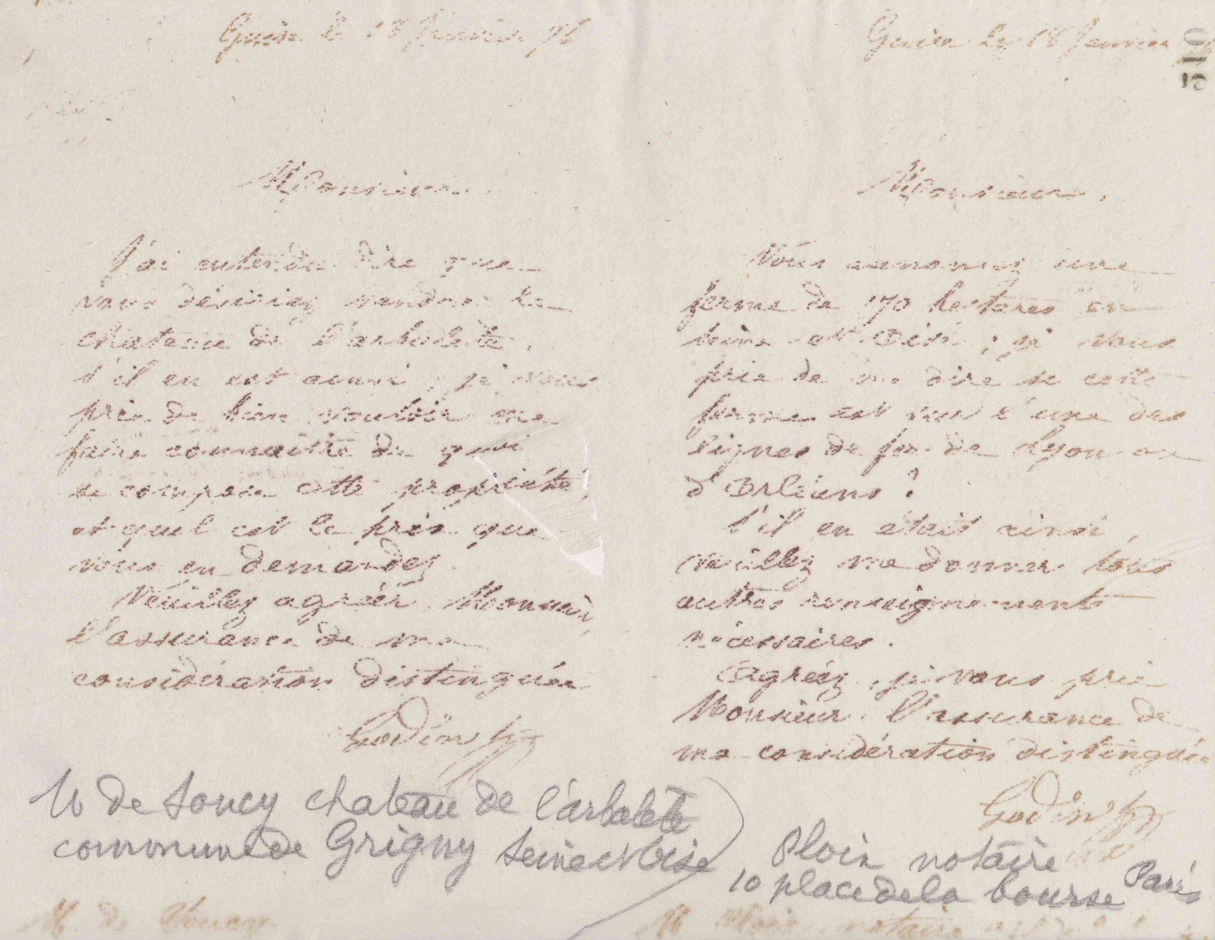 Jean-Baptiste André Godin à monsieur Ploix, 18 janvier 1876